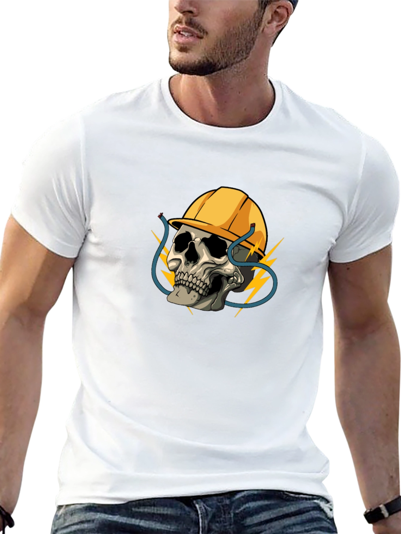 Electrician Skull T-Shirt - Bold Graphic Tee