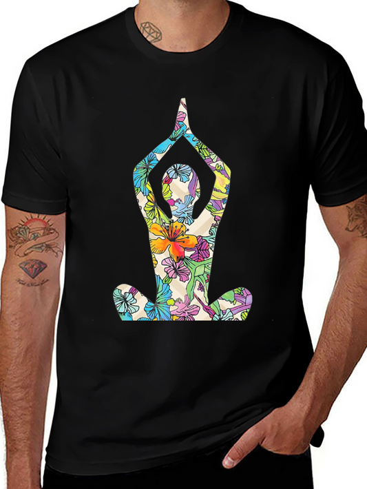 Floral Yoga T-Shirt - Mens Black Tee