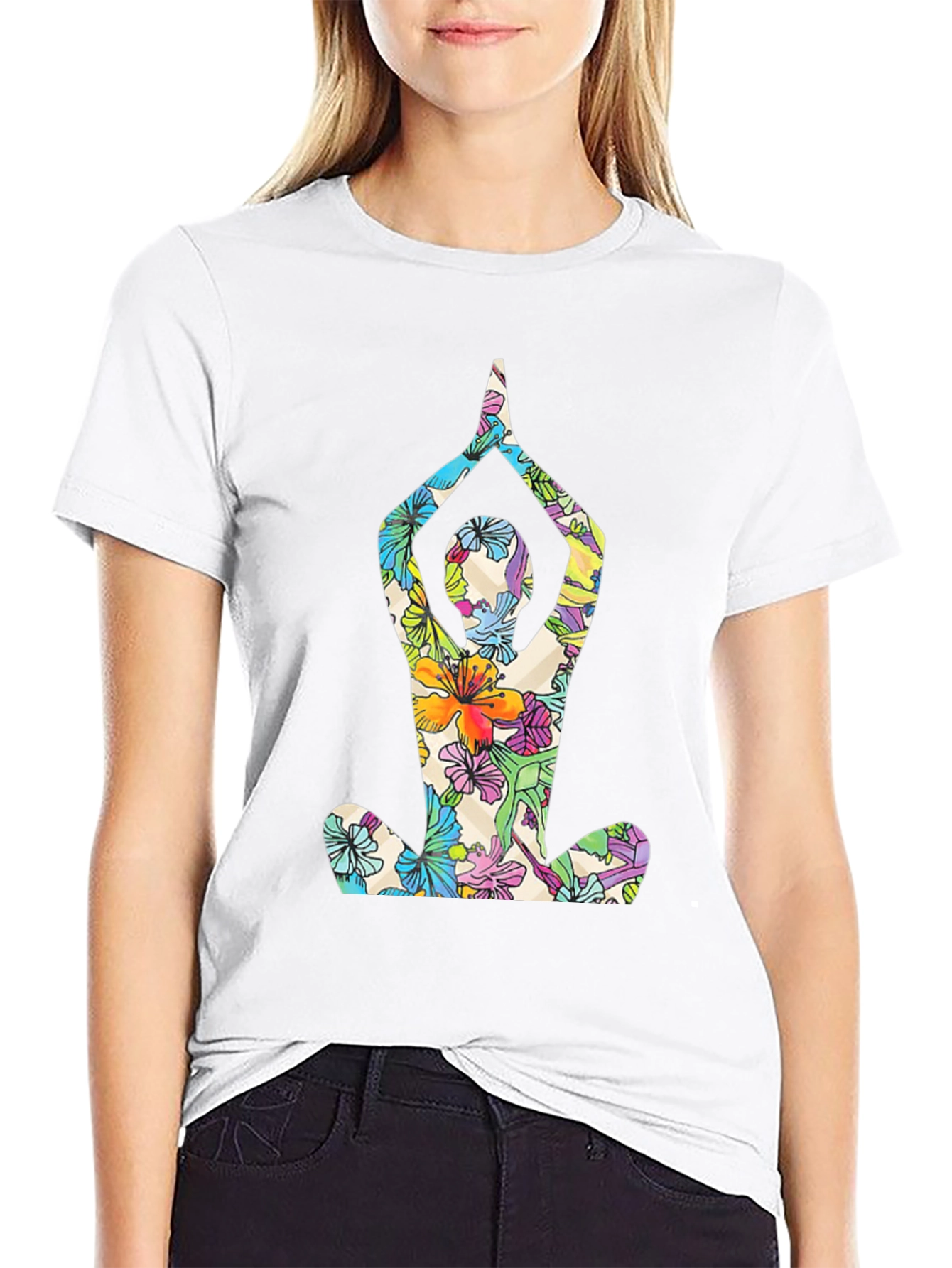 Floral Yoga T-Shirt - Mens Black Tee