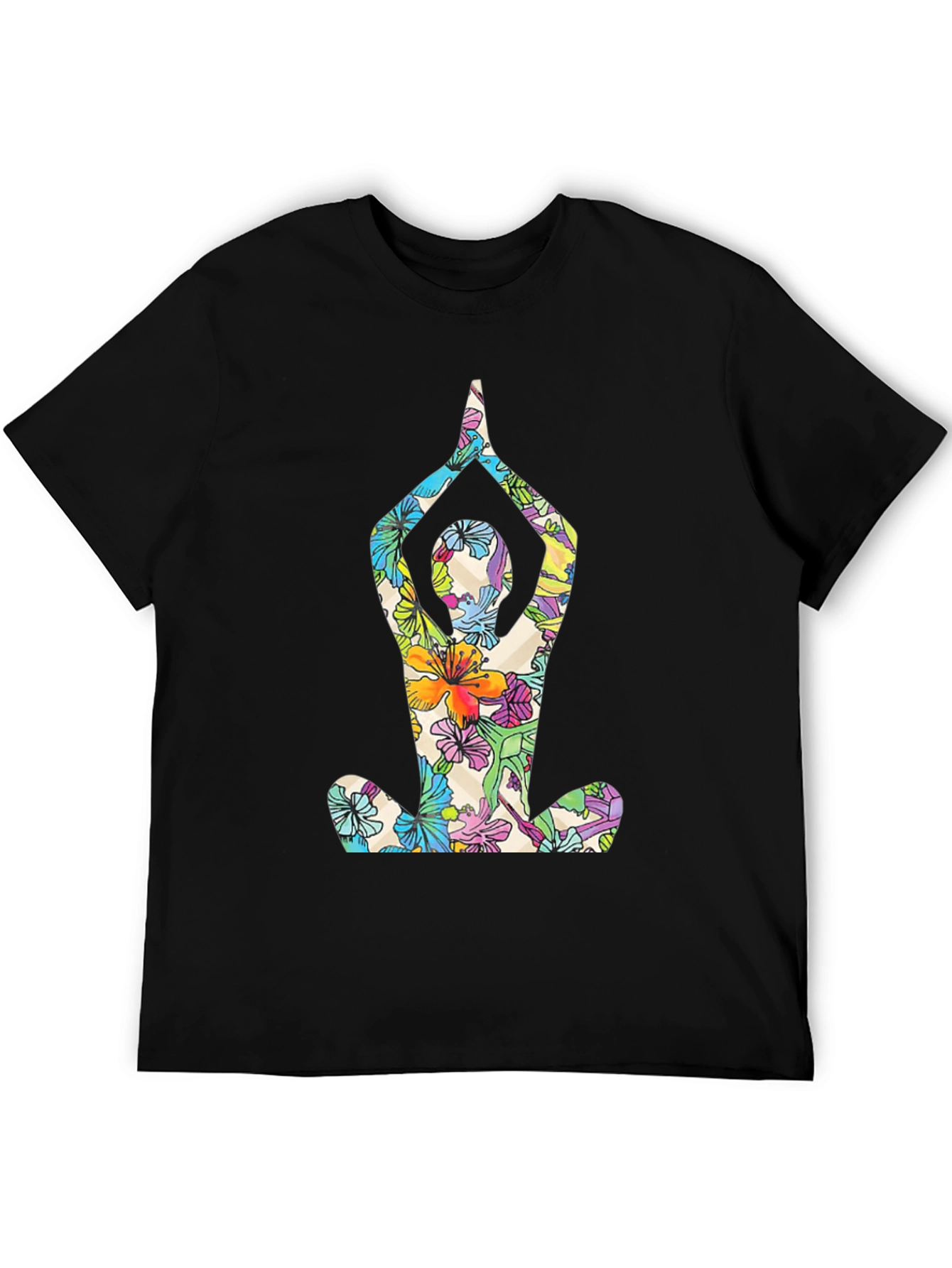 Floral Yoga T-Shirt - Mens Black Tee