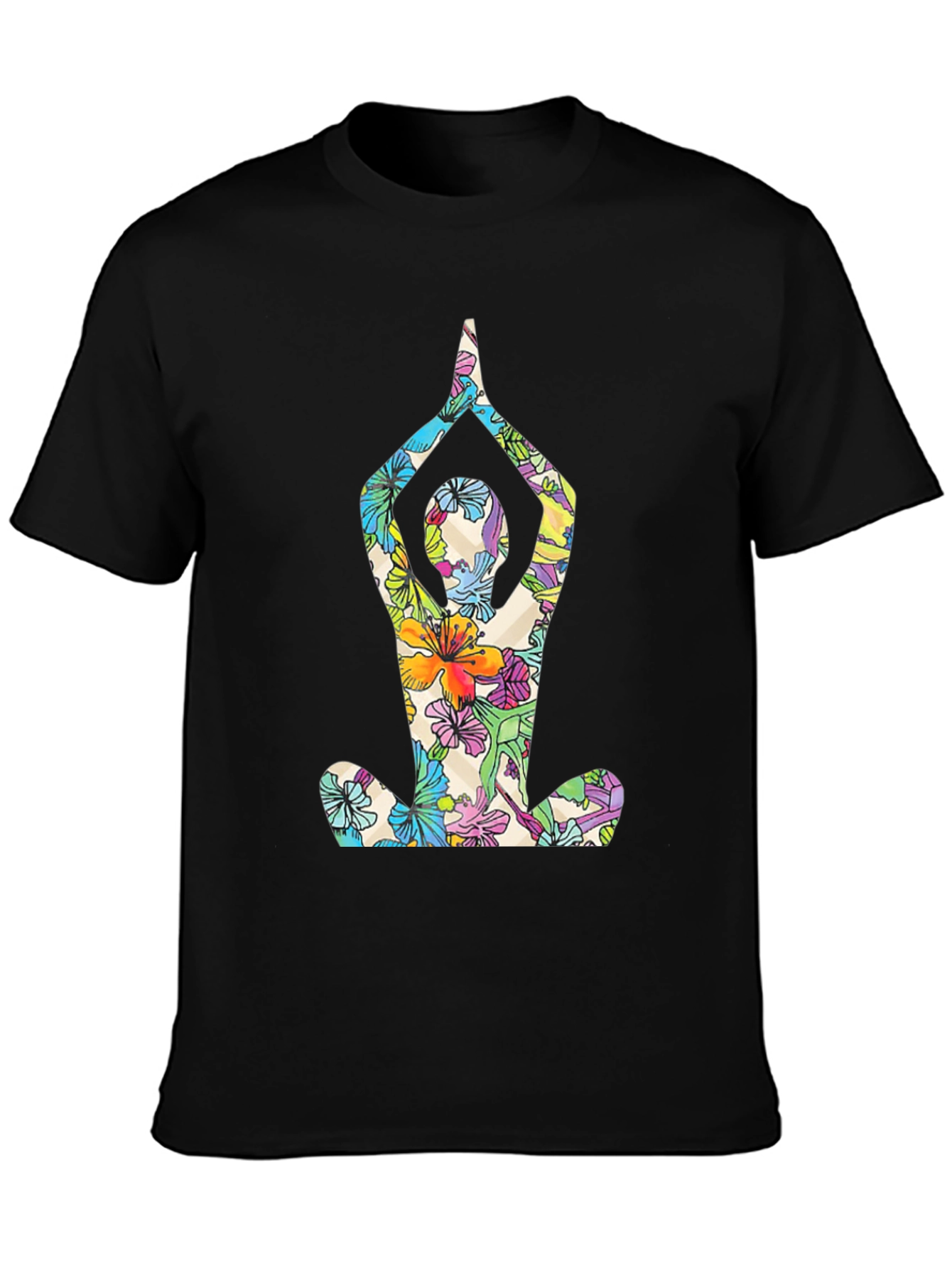 Floral Yoga T-Shirt - Mens Black Tee
