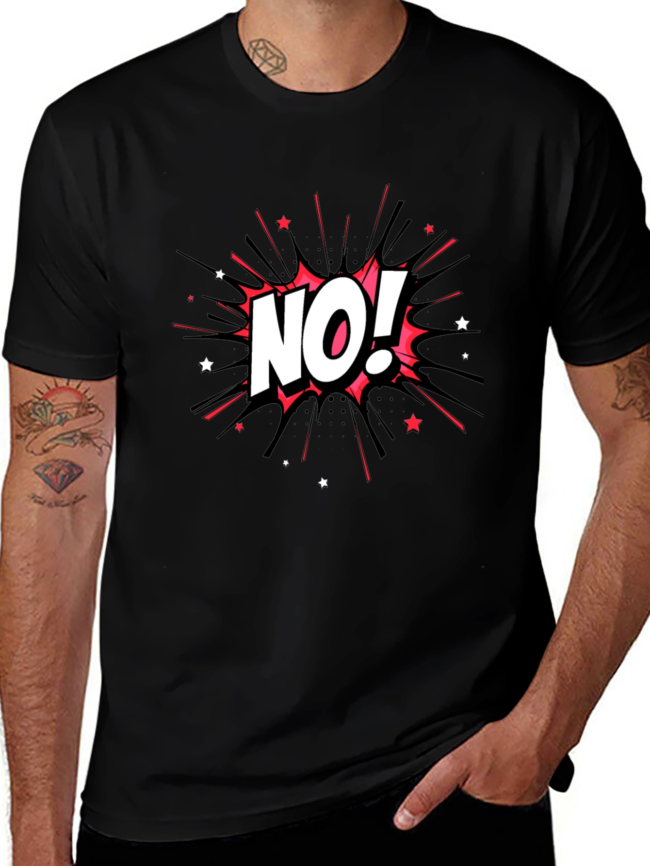 No! Graphic Print Black Tee