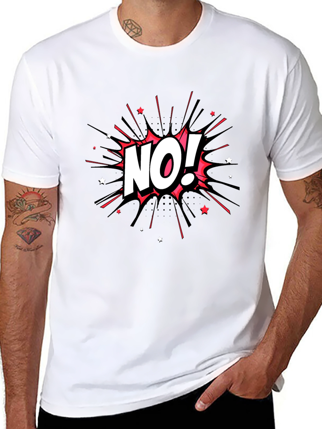 No! Graphic Print Black Tee
