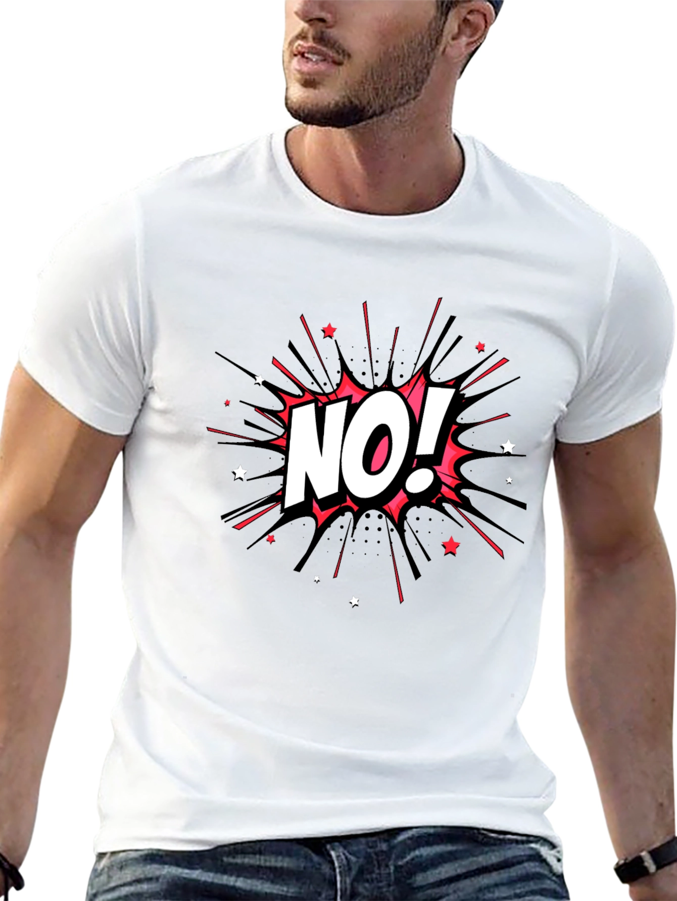 No! Graphic Print Black Tee