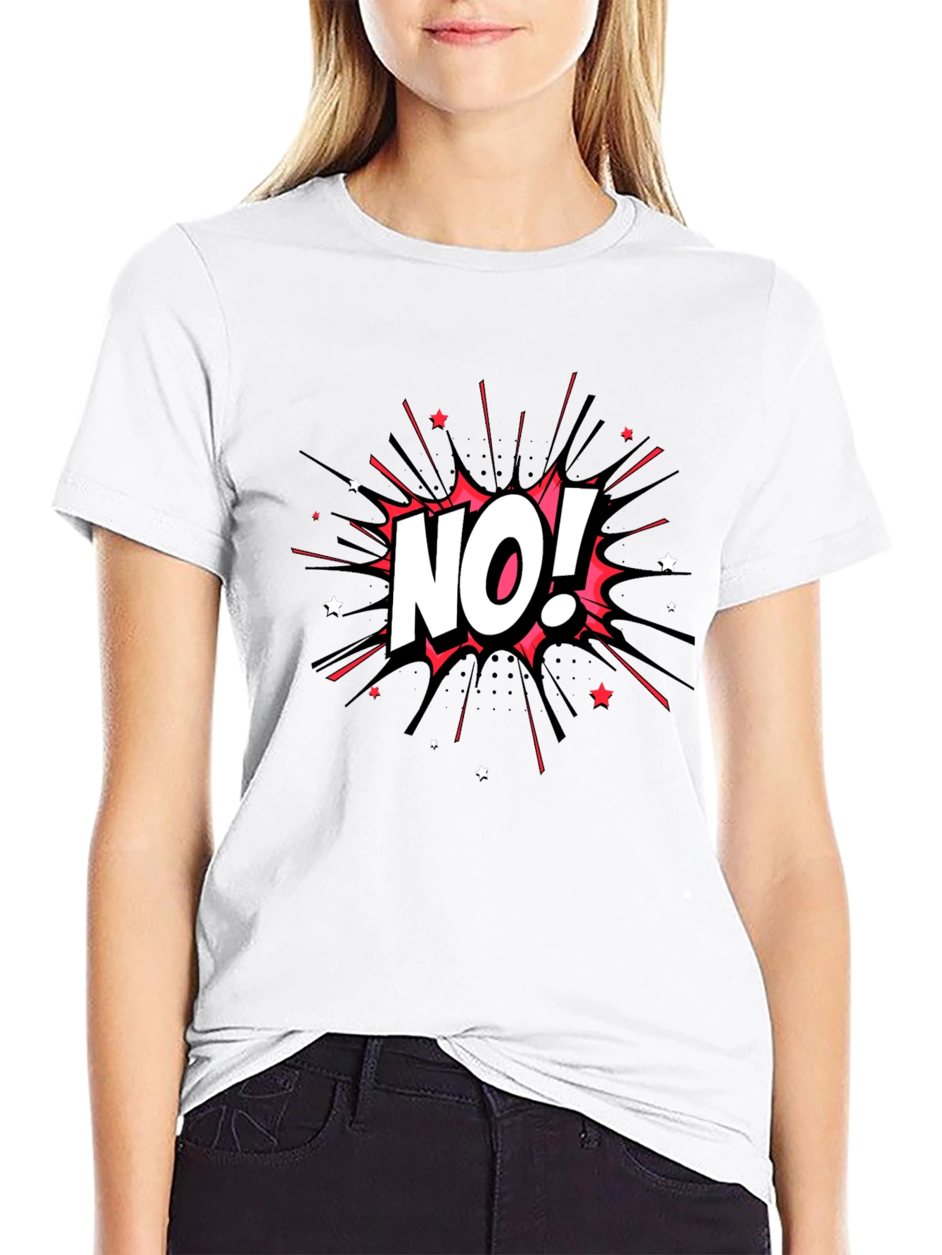 No! Graphic Print Black Tee