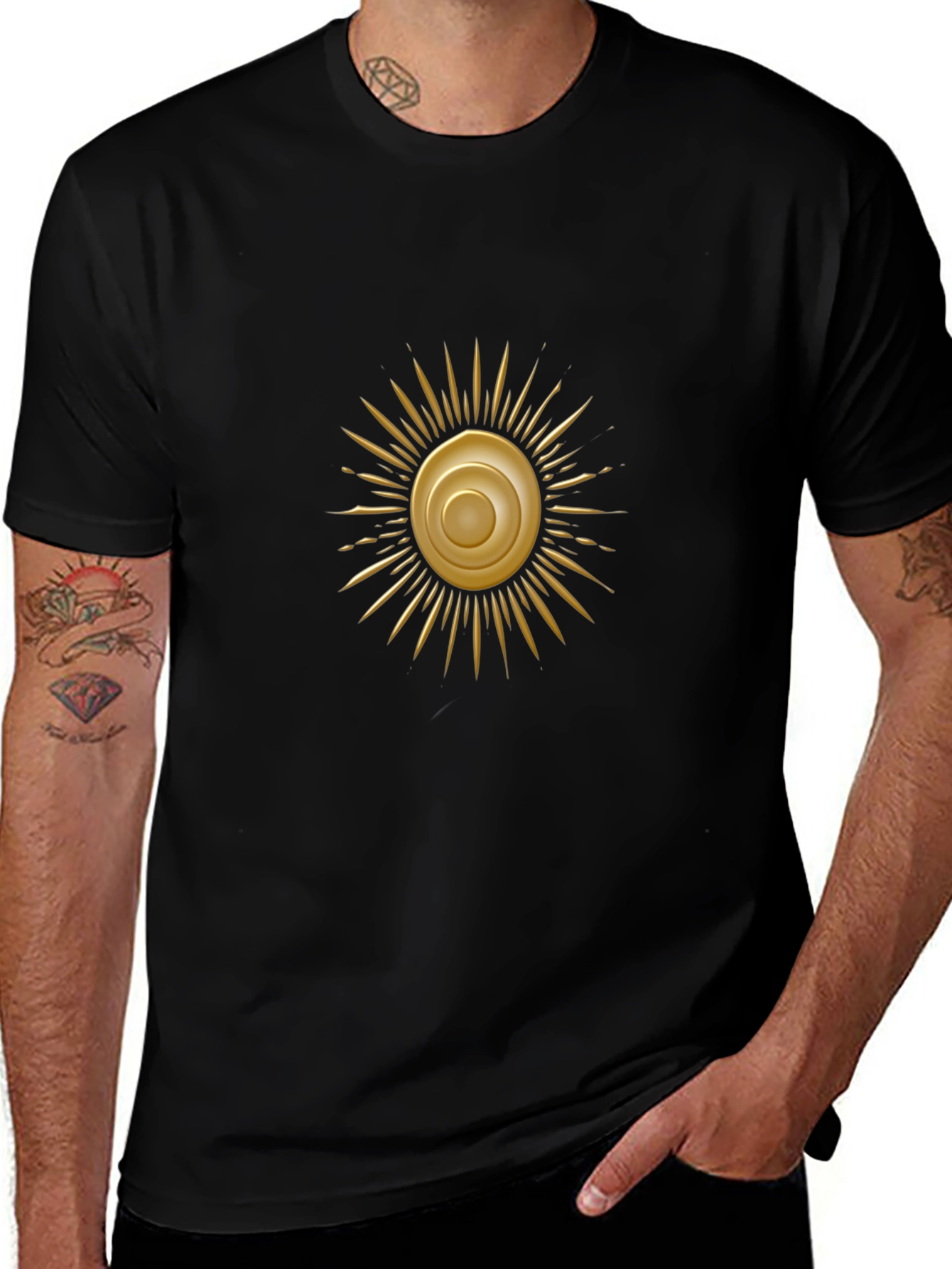 Golden Sun Graphic Black T-Shirt