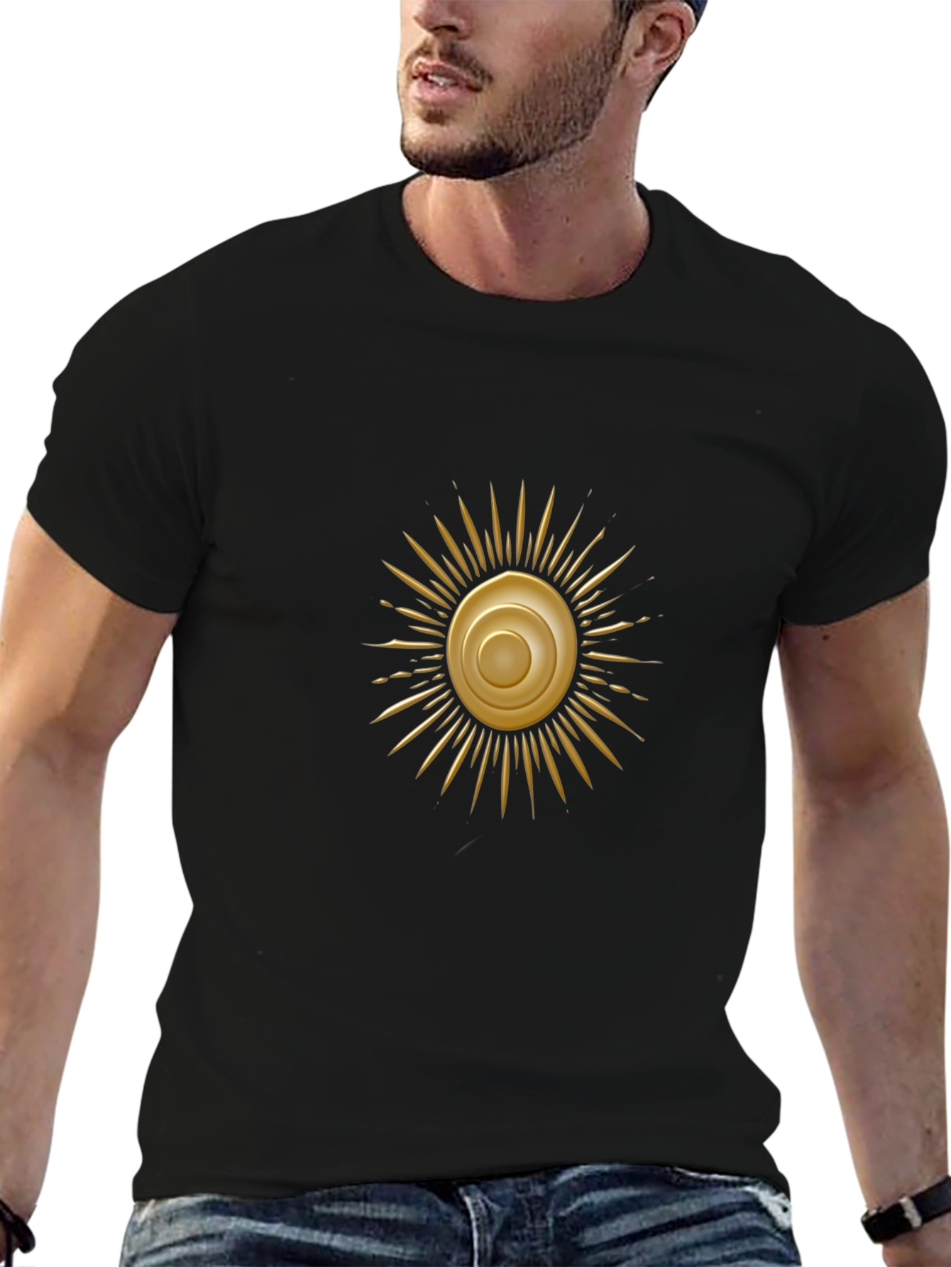 Golden Sun Graphic Black T-Shirt