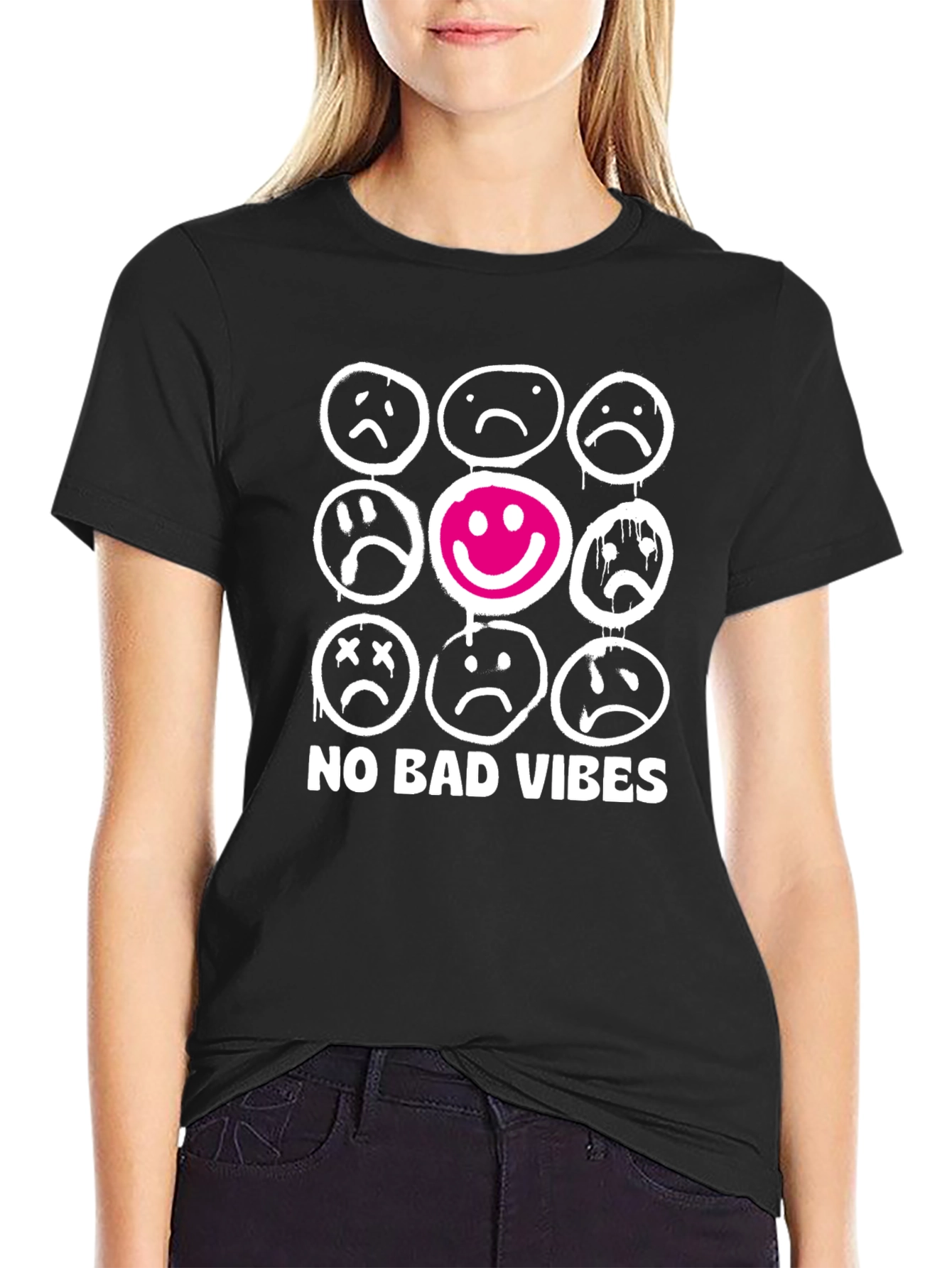 No Bad Vibes Graphic T-Shirt - Black