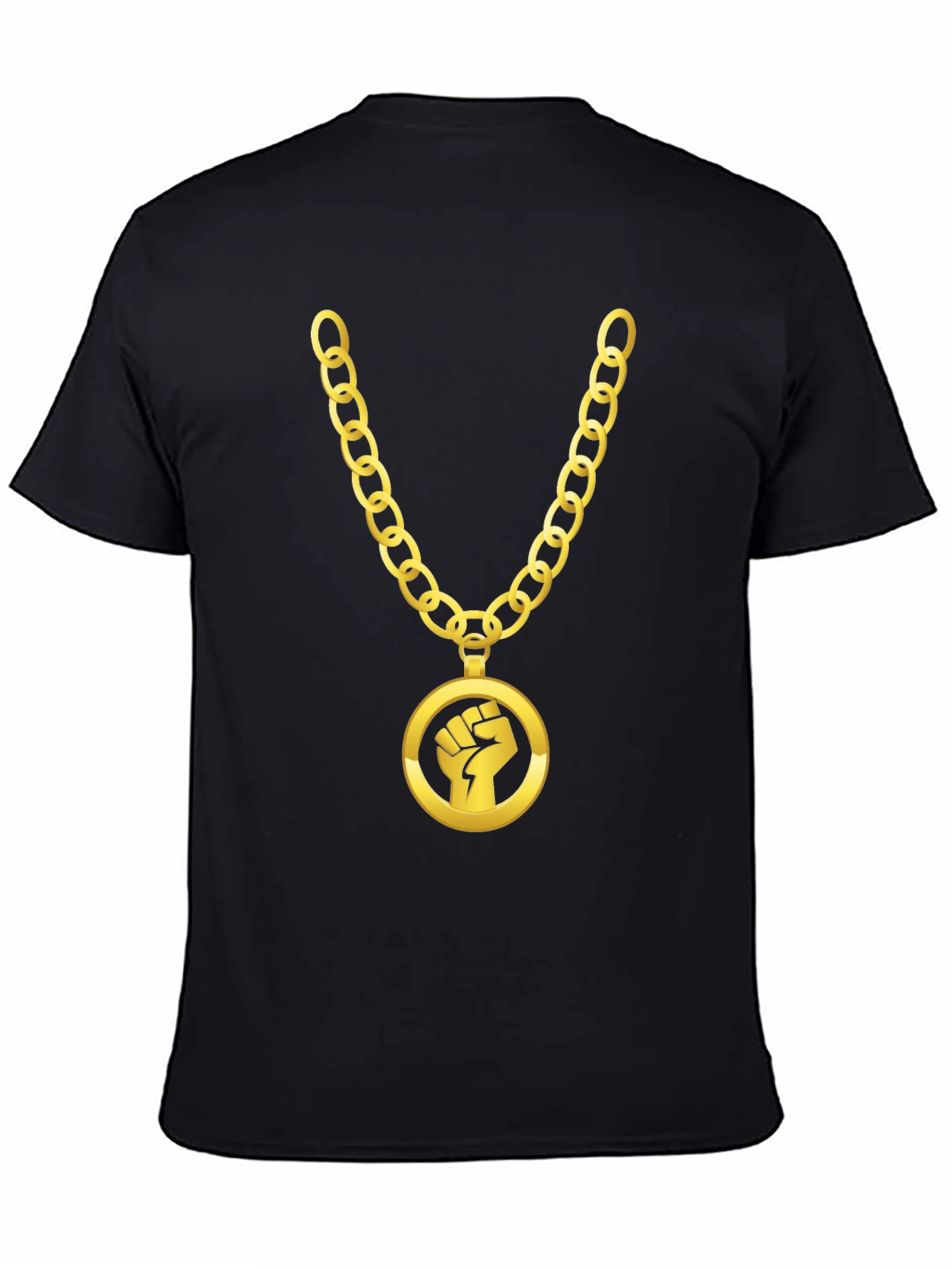 Gold Chain Fist Graphic Black T-Shirt