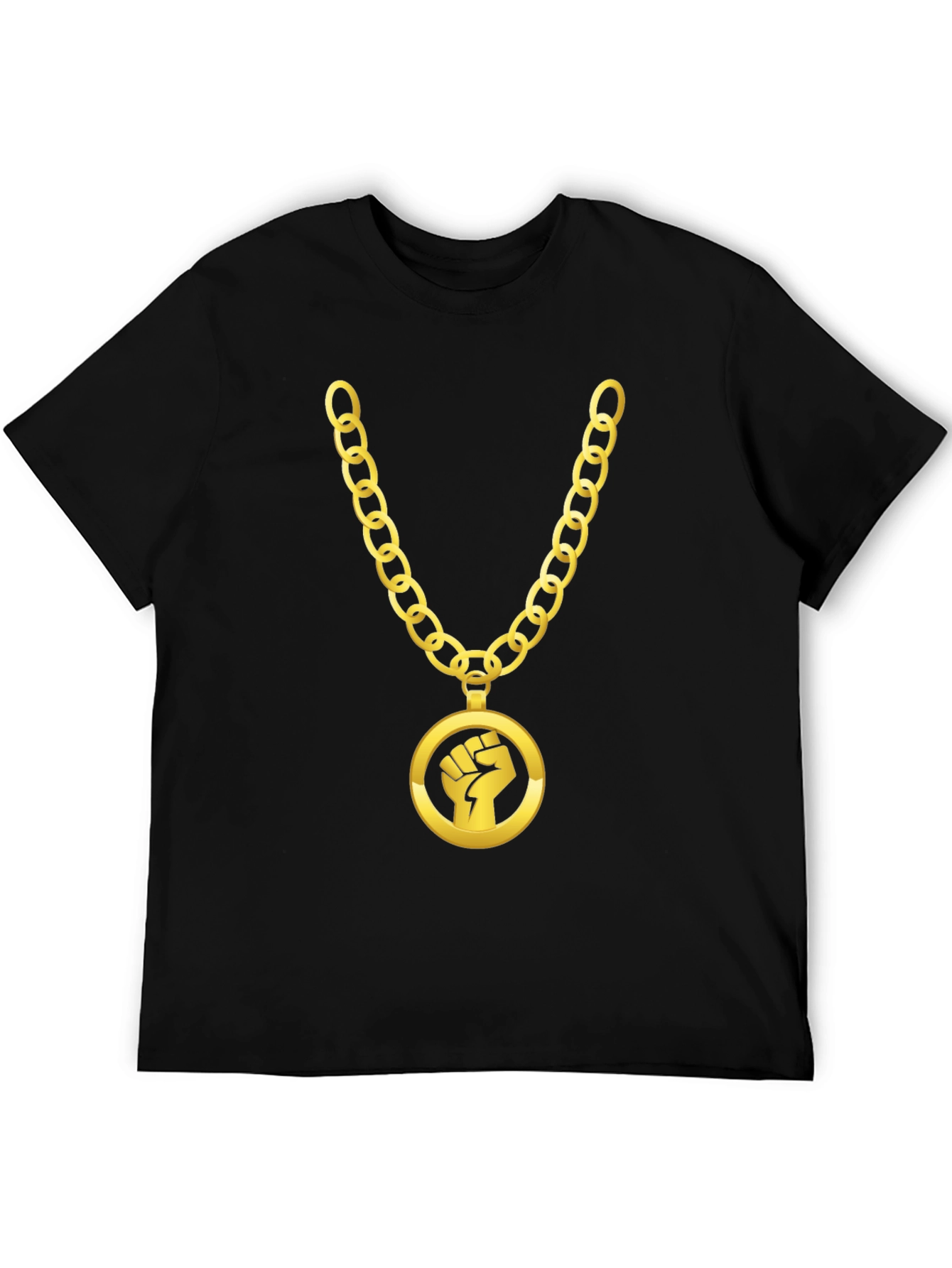 Gold Chain Fist Graphic Black T-Shirt