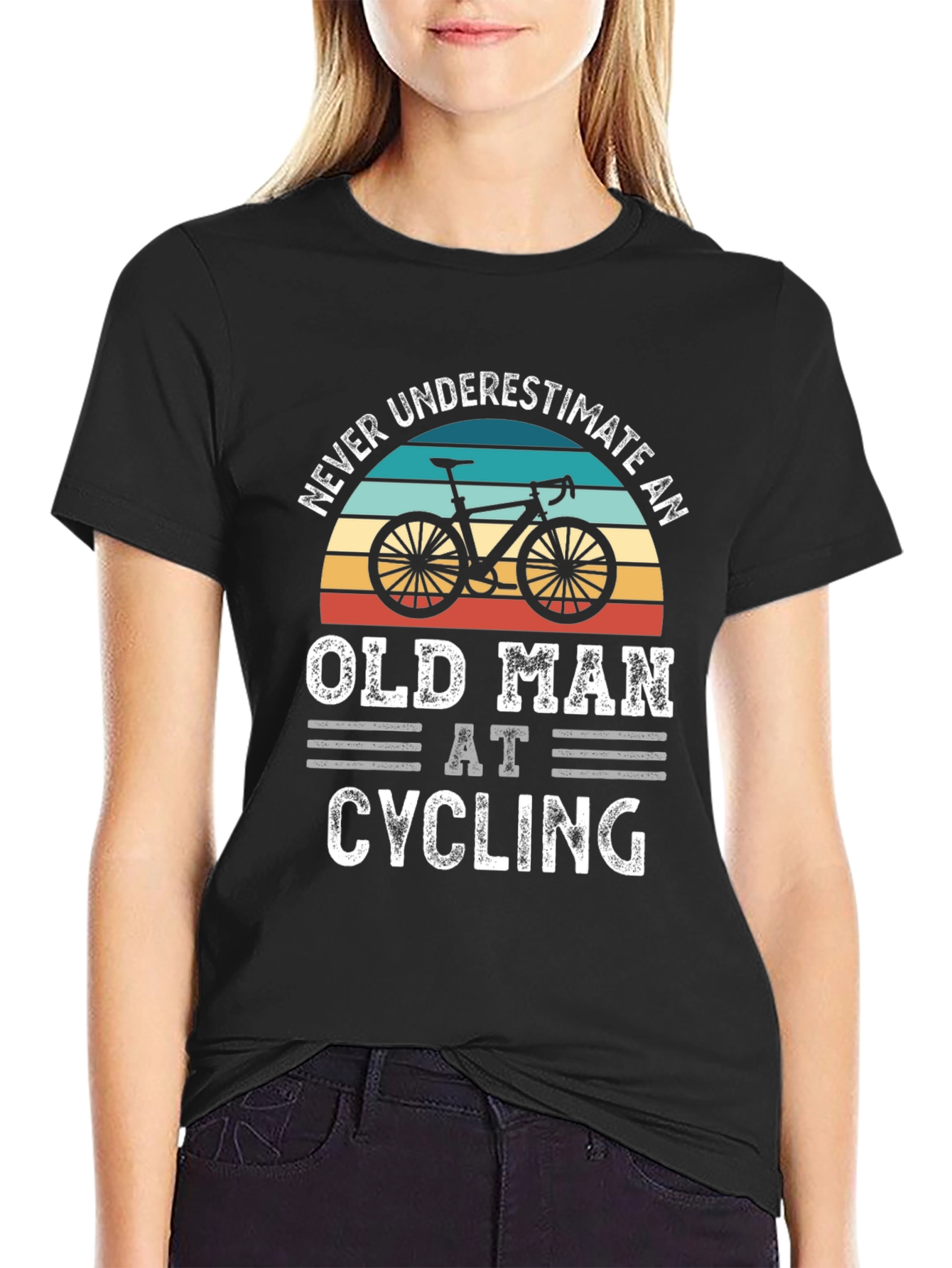 Never Underestimate Old Man Cycling T-Shirt
