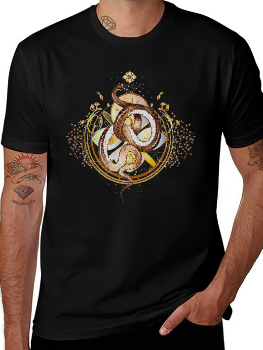 Mystic Serpent T-Shirt: Ornate Gold Design