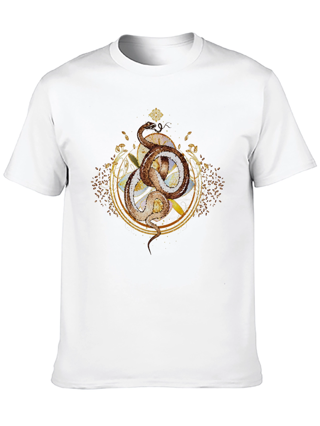 Mystic Serpent T-Shirt: Ornate Gold Design
