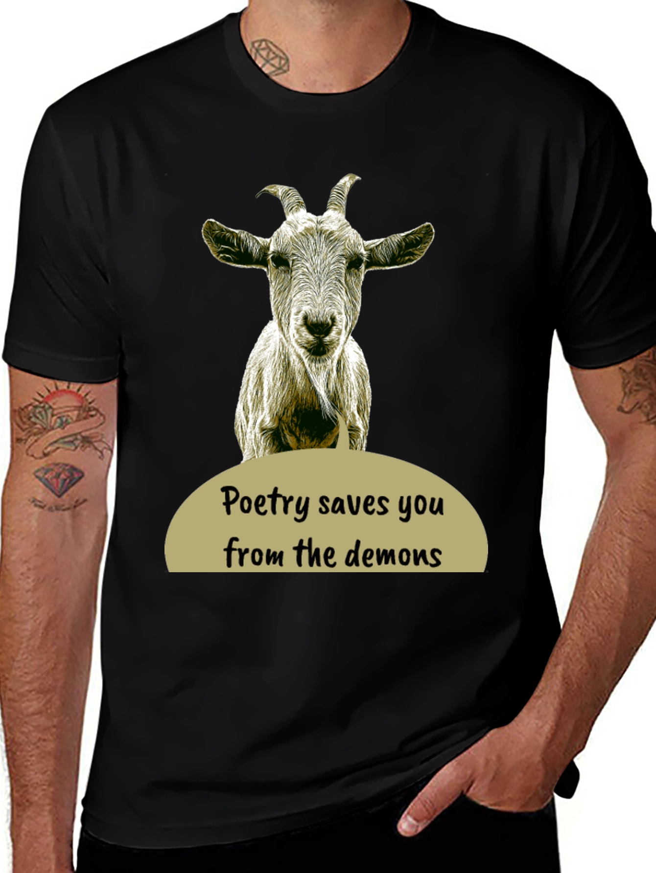 Poetry Saves You Goat Graphic T-Shirt