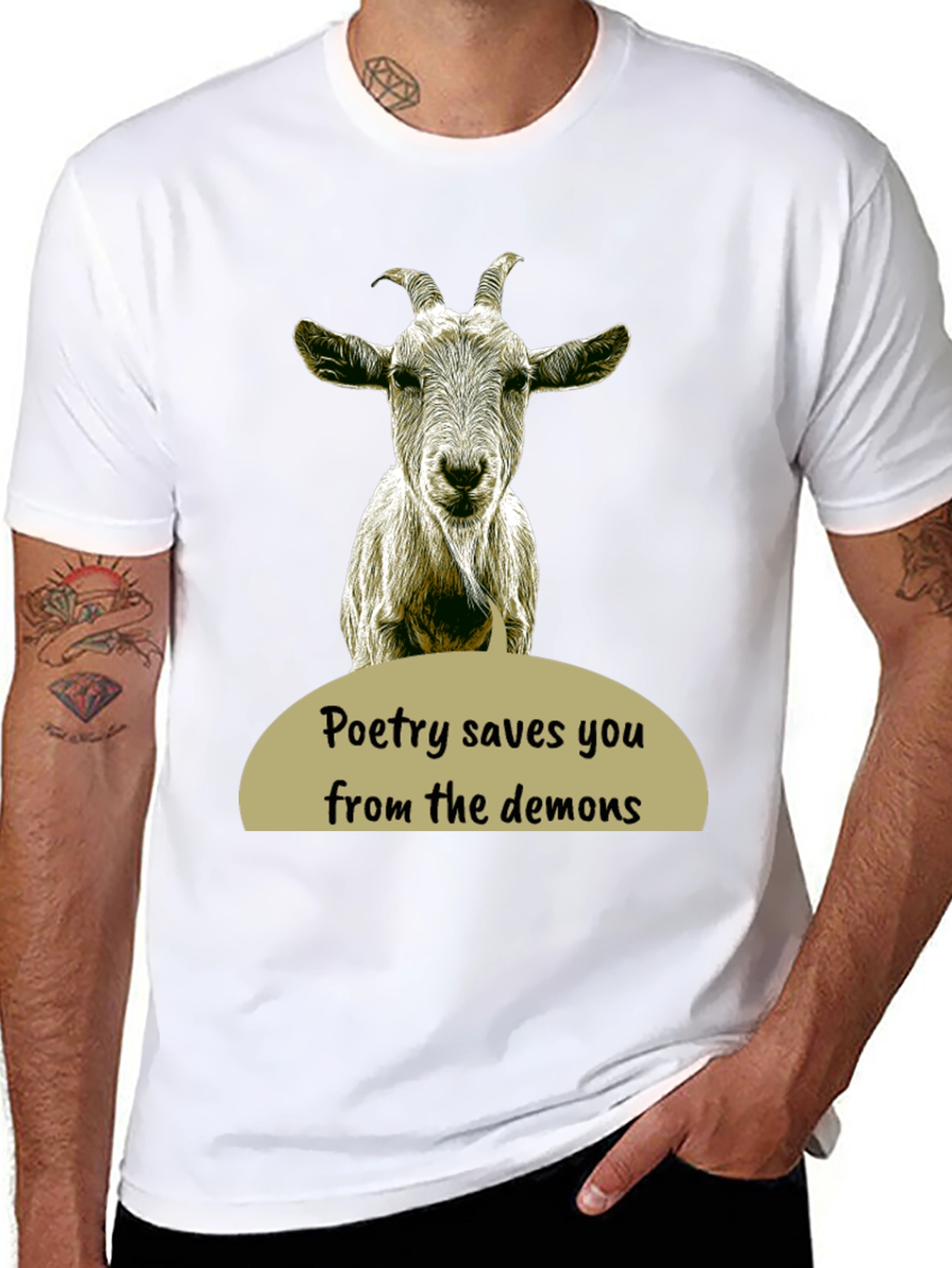 Poetry Saves You Goat Graphic T-Shirt