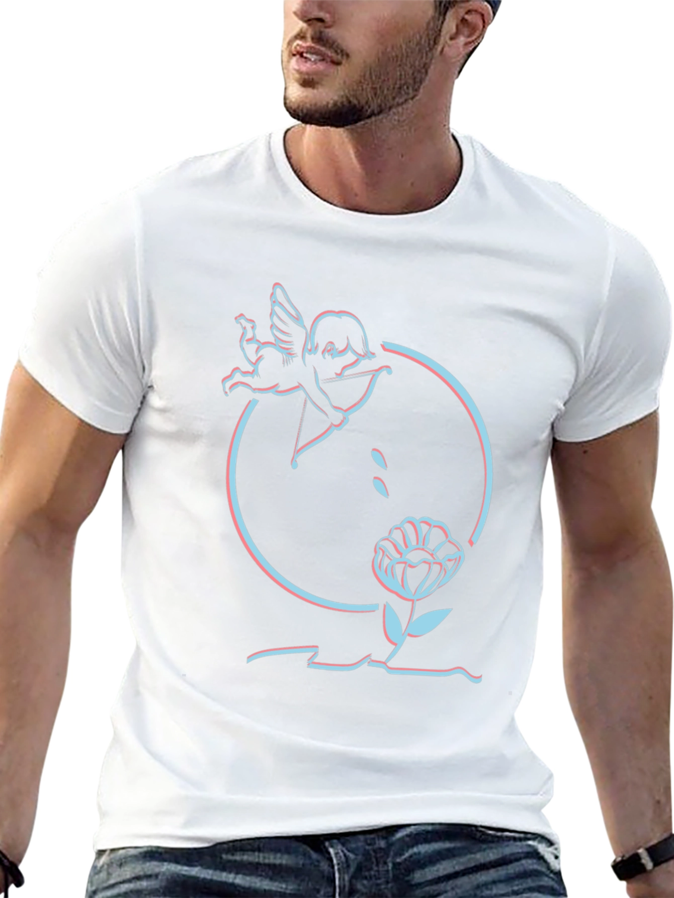 Cupid Flower Graphic Tee - Trendy Style