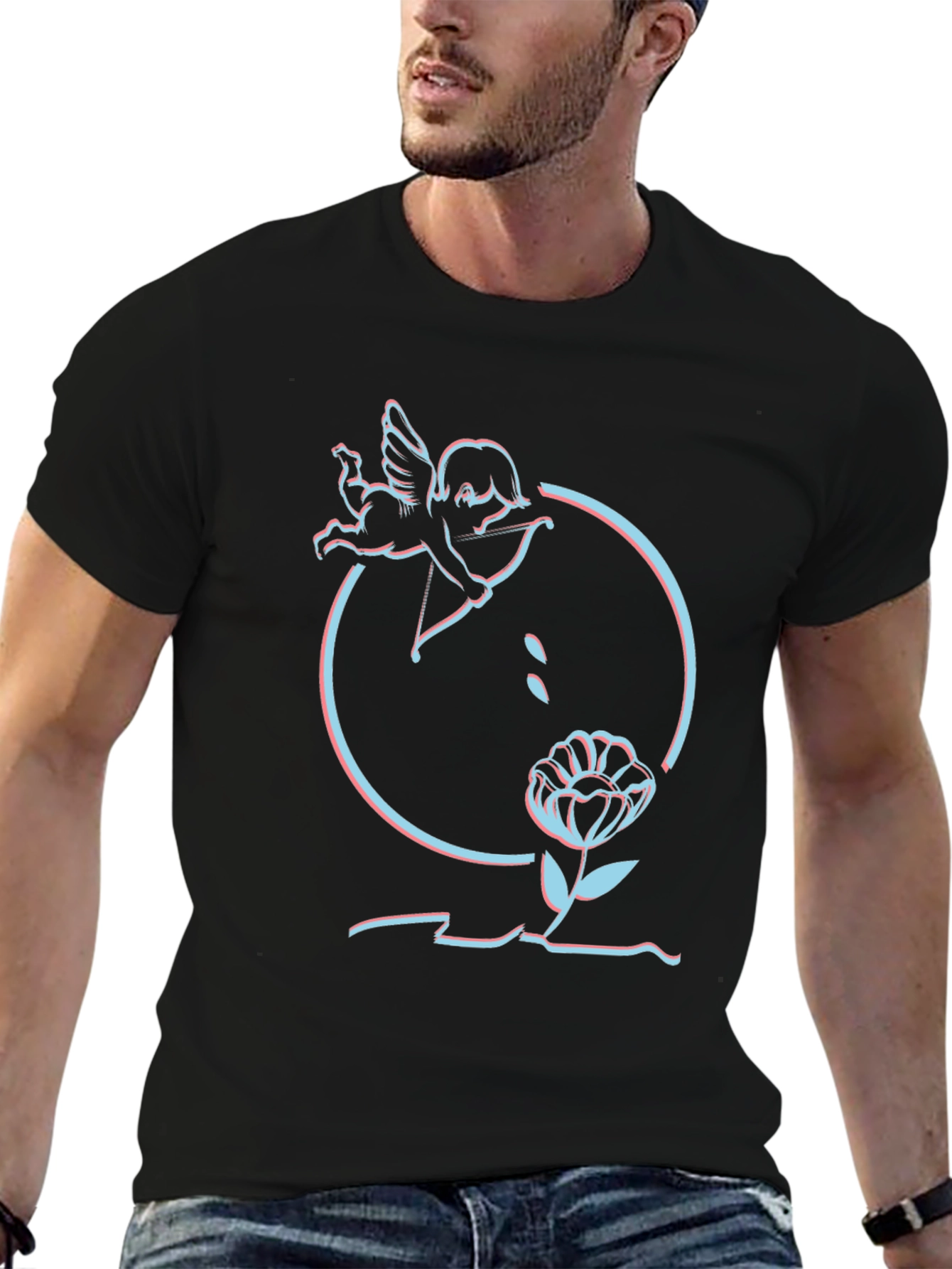 Cupid Flower Graphic Tee - Trendy Style