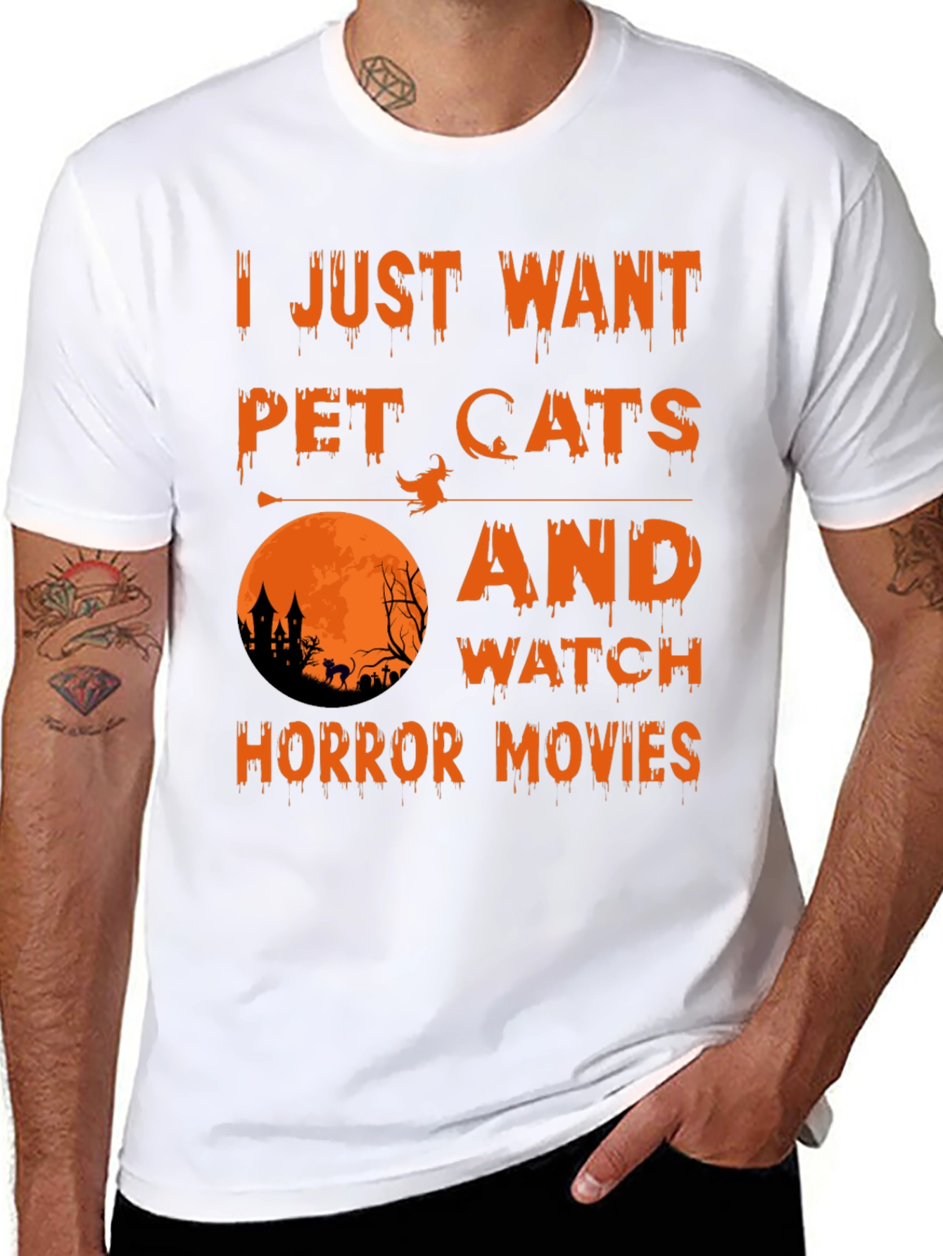 Halloween Cat Horror Movie T-Shirt