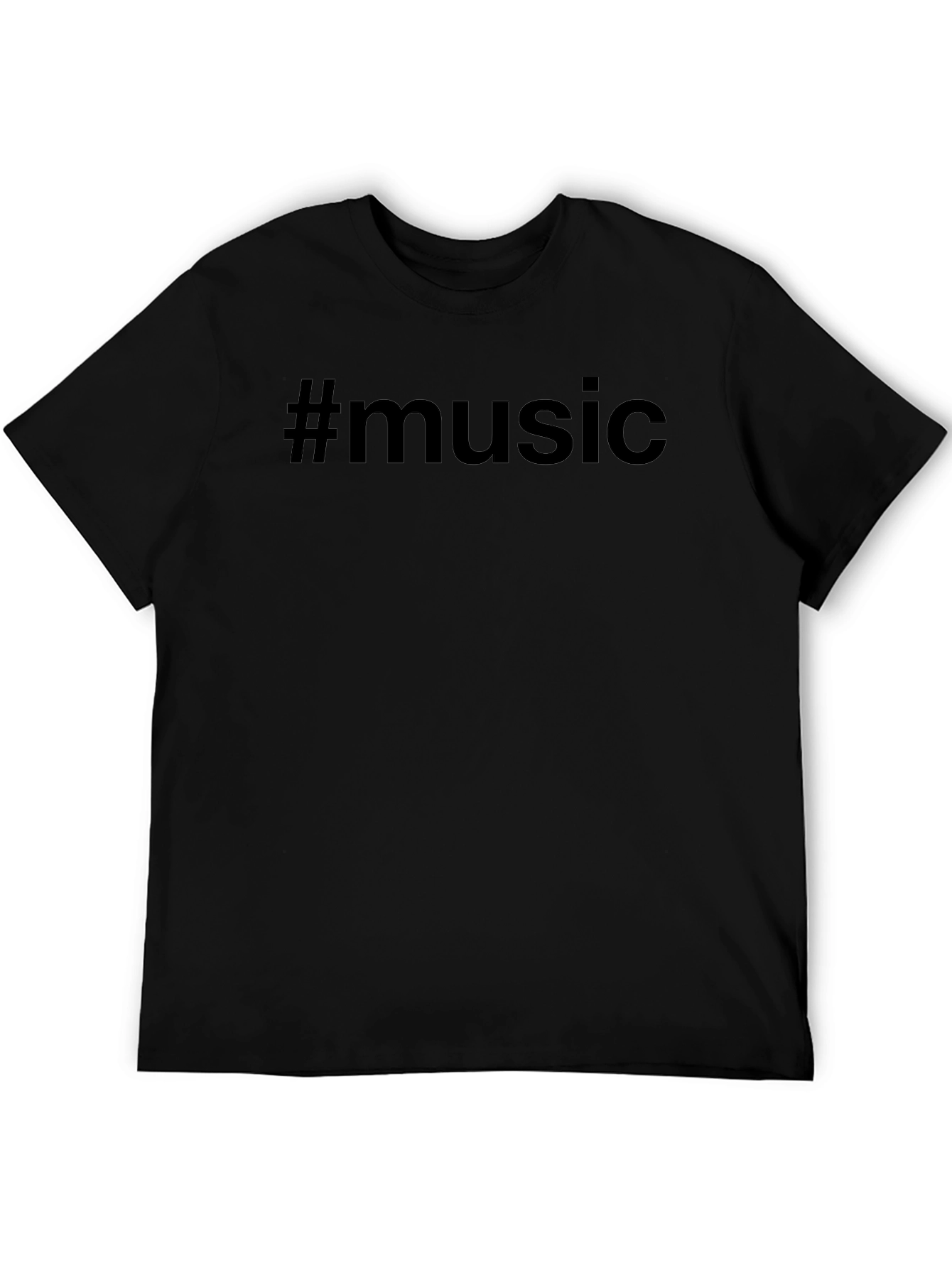 #Music Black T-Shirt - Trendy Casual Wear