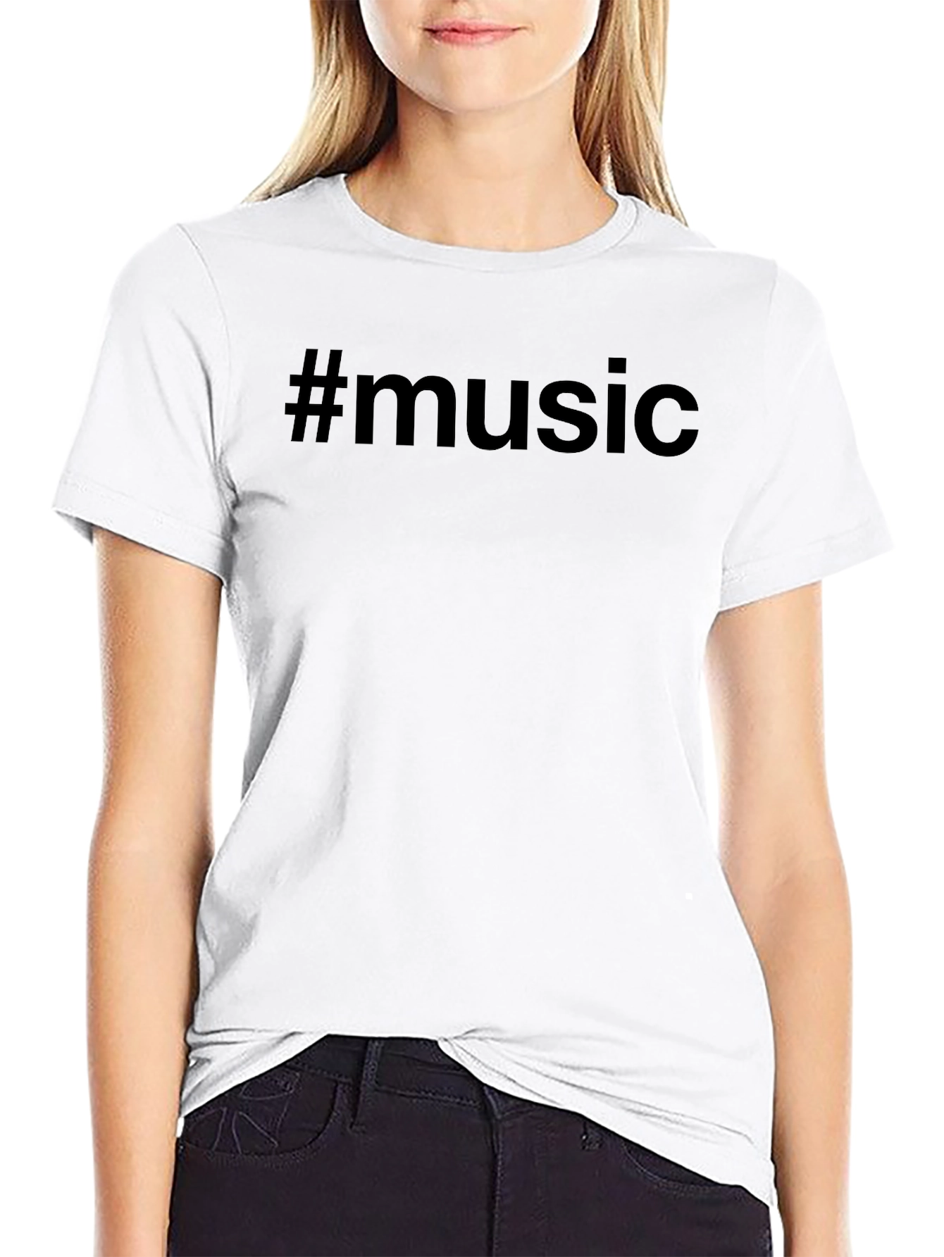 #Music Black T-Shirt - Trendy Casual Wear