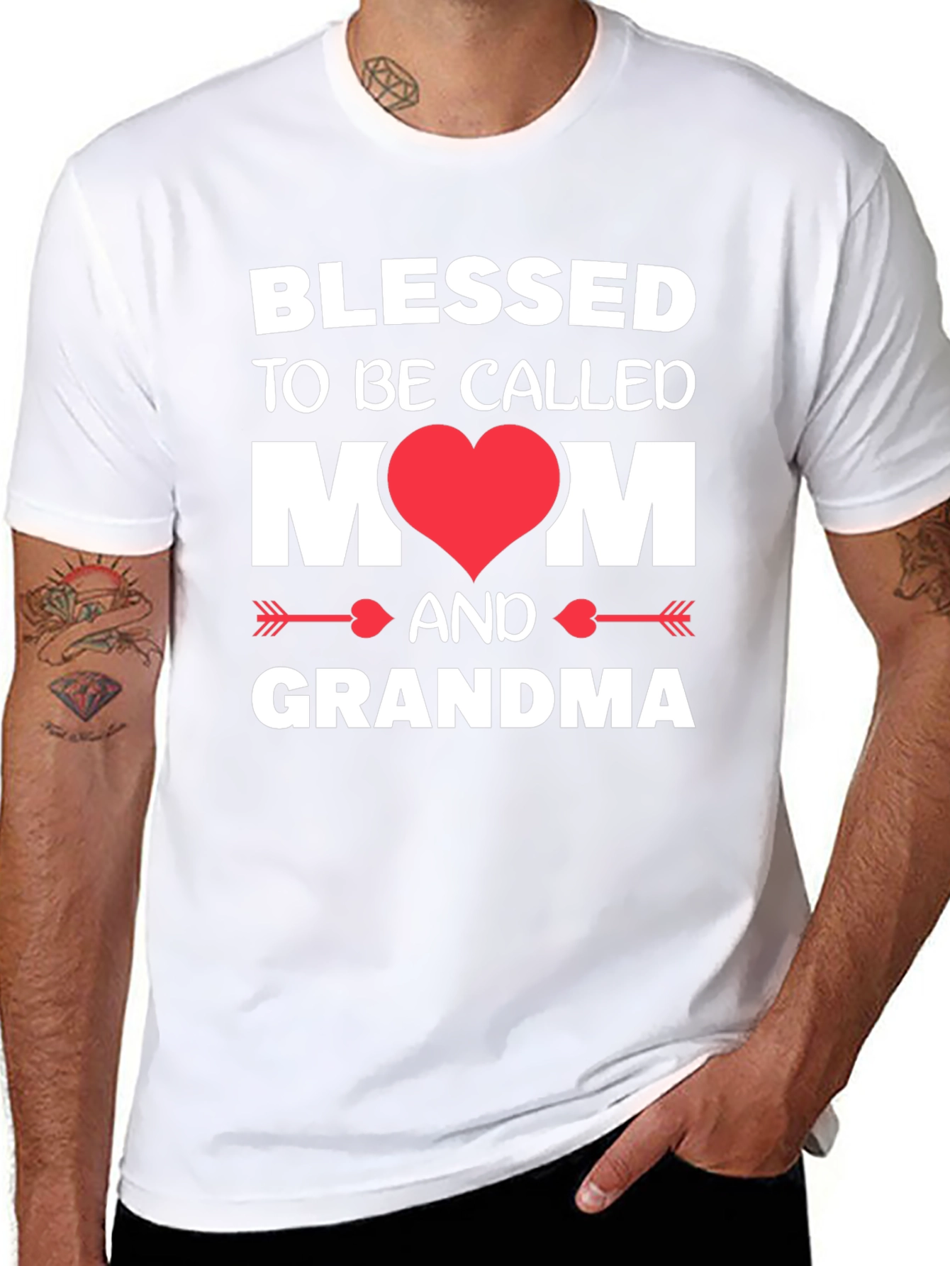 Blessed Mom & Grandma T-Shirt - Heart Design