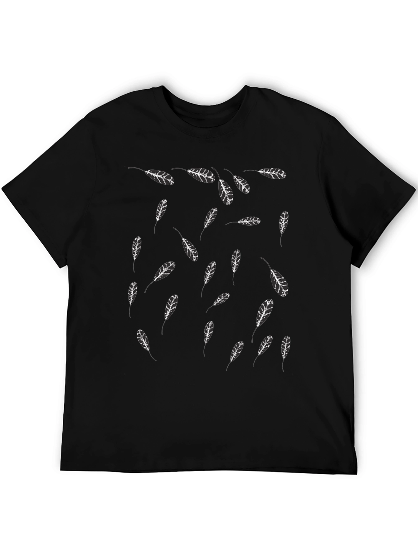 Feather Print Black T-Shirt