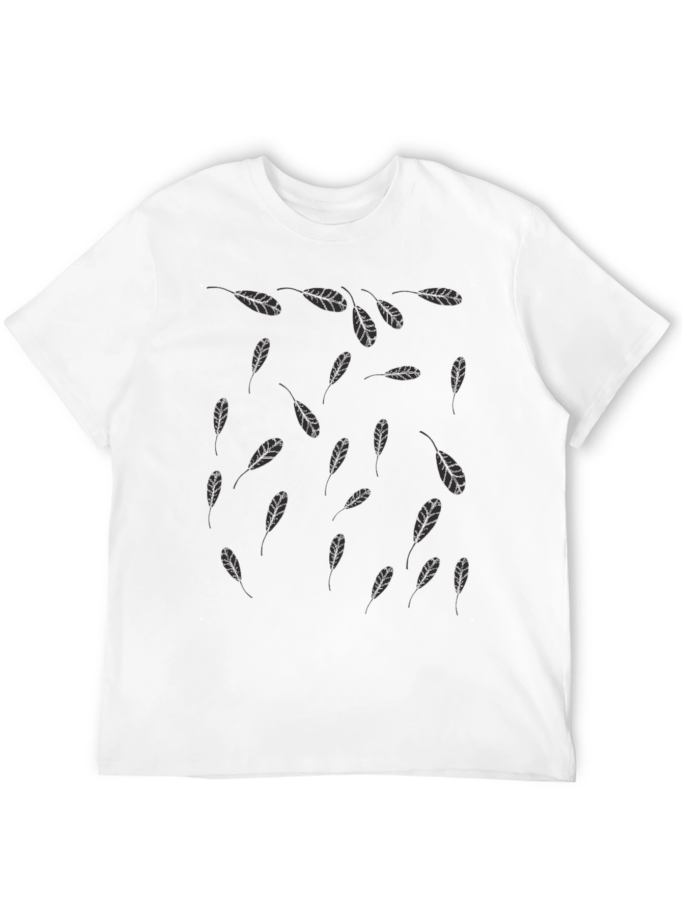 Feather Print Black T-Shirt
