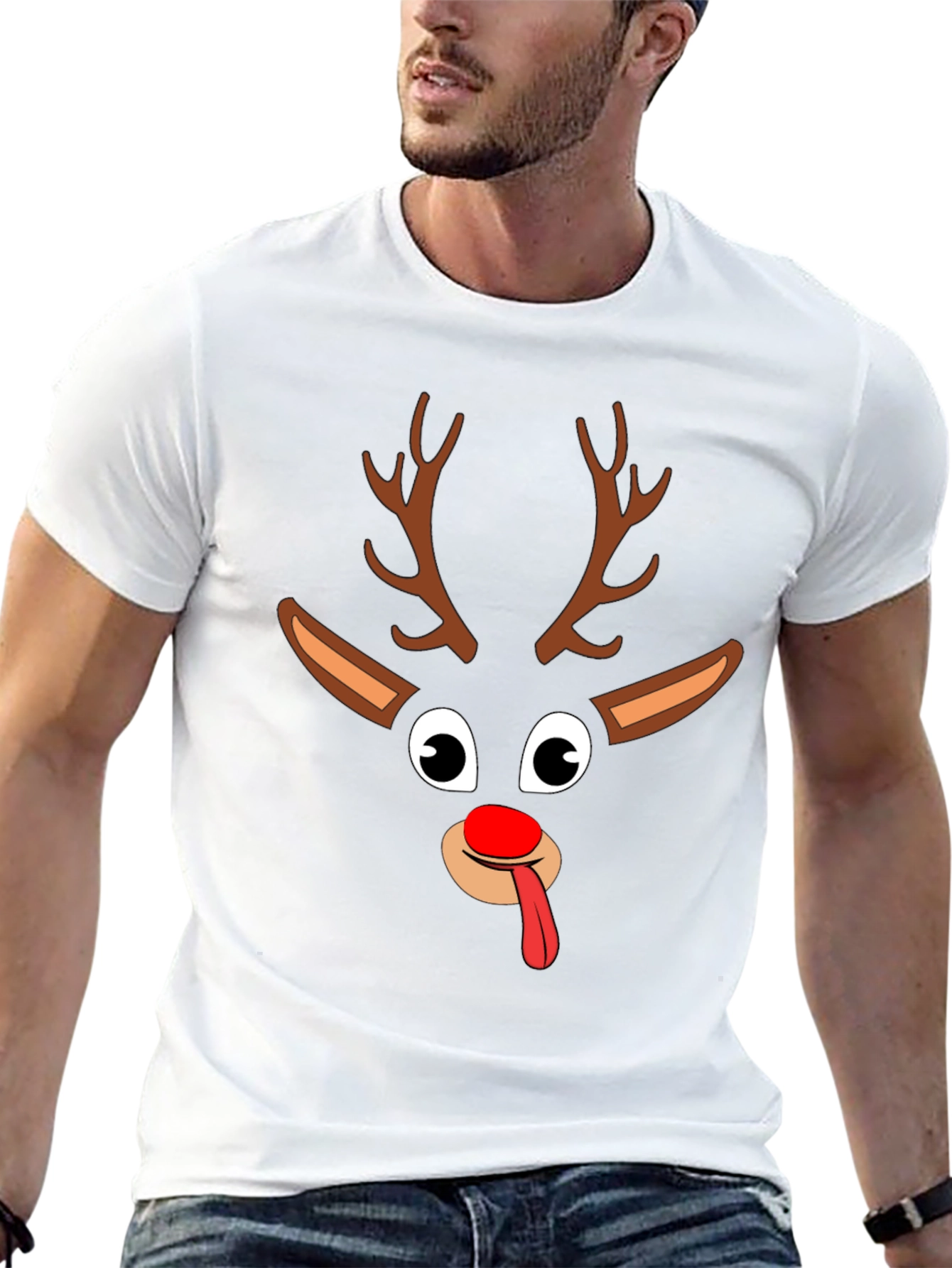 Funny Reindeer Christmas Graphic Tee Shirt