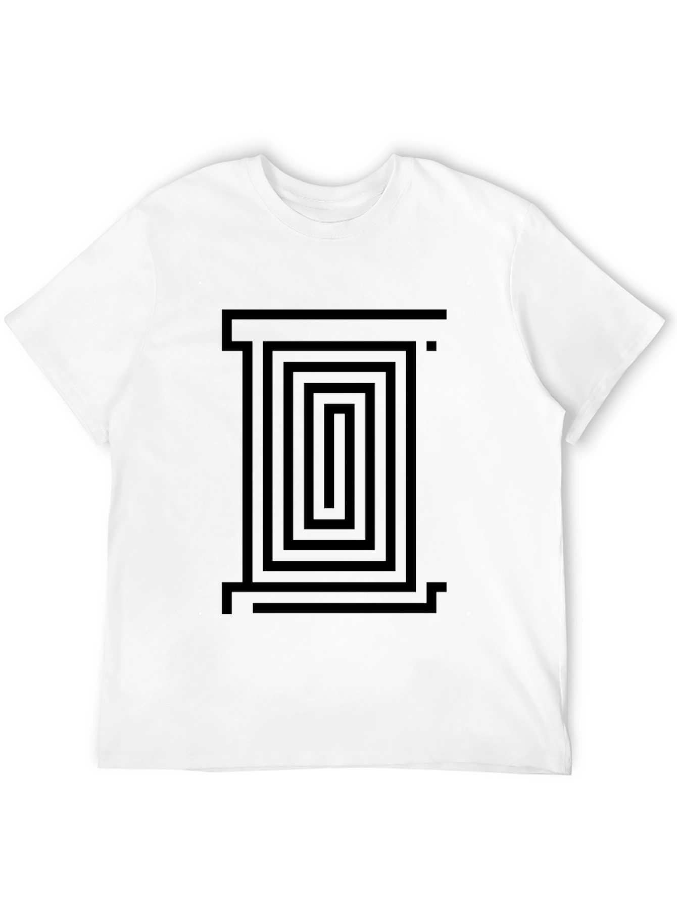 Geometric Maze Graphic Black T-Shirt