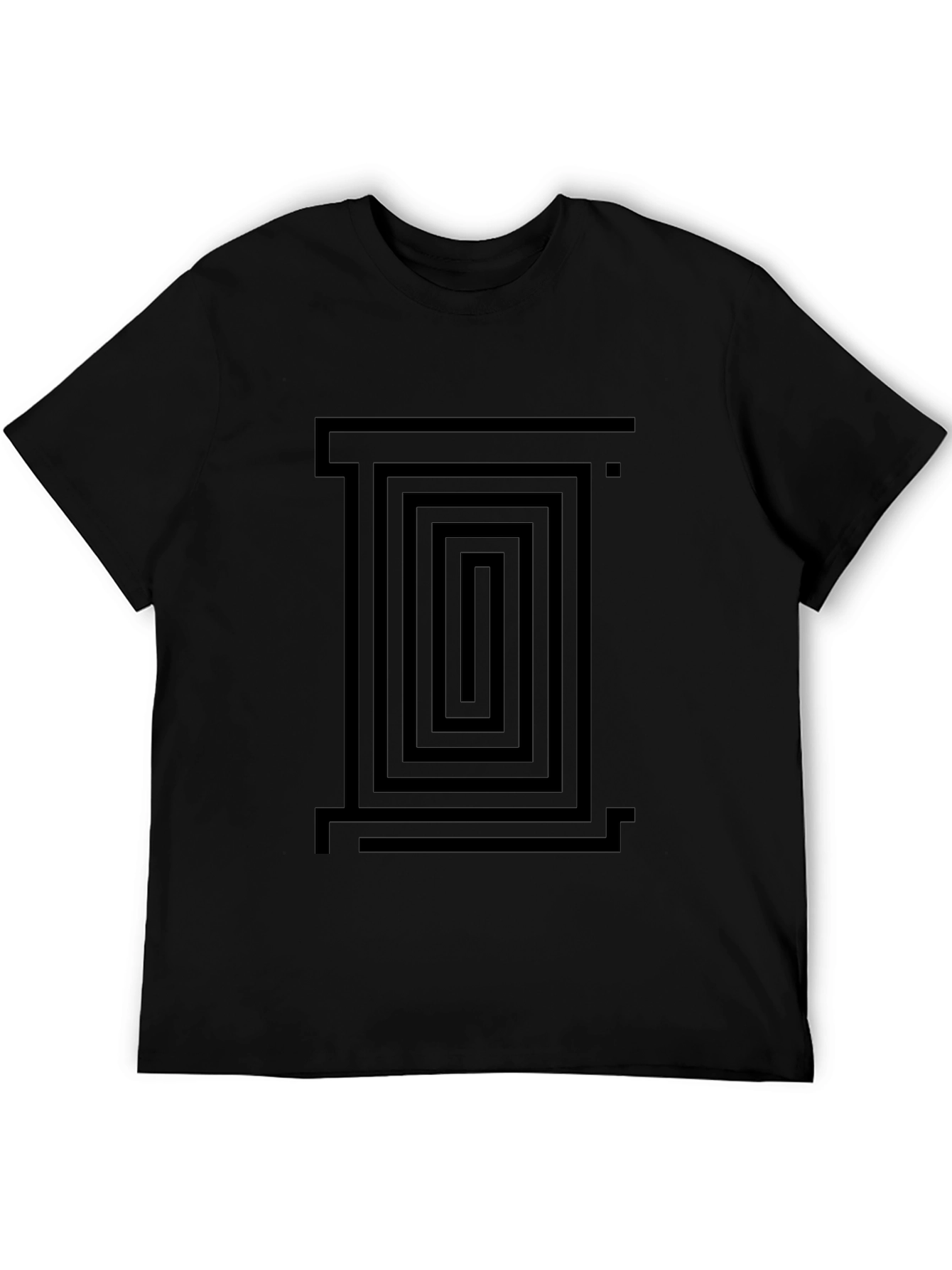 Geometric Maze Graphic Black T-Shirt