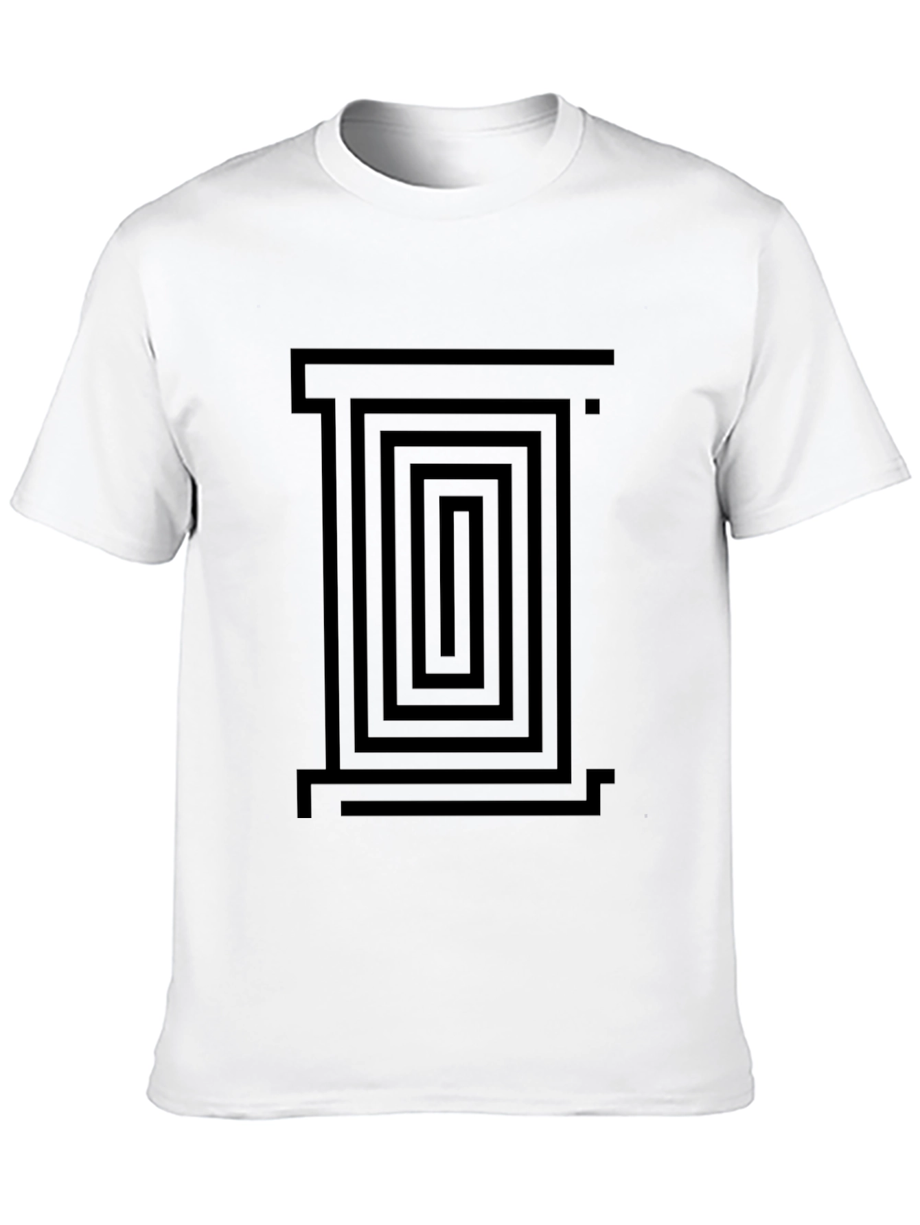 Geometric Maze Graphic Black T-Shirt