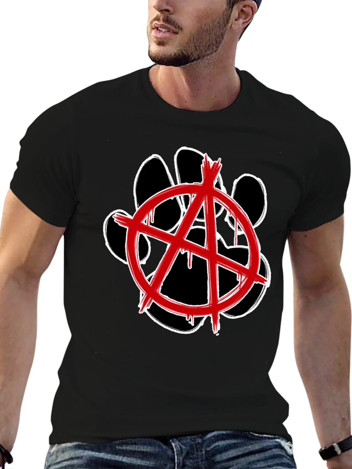Anarchy Dog Paw Print Graphic Tee