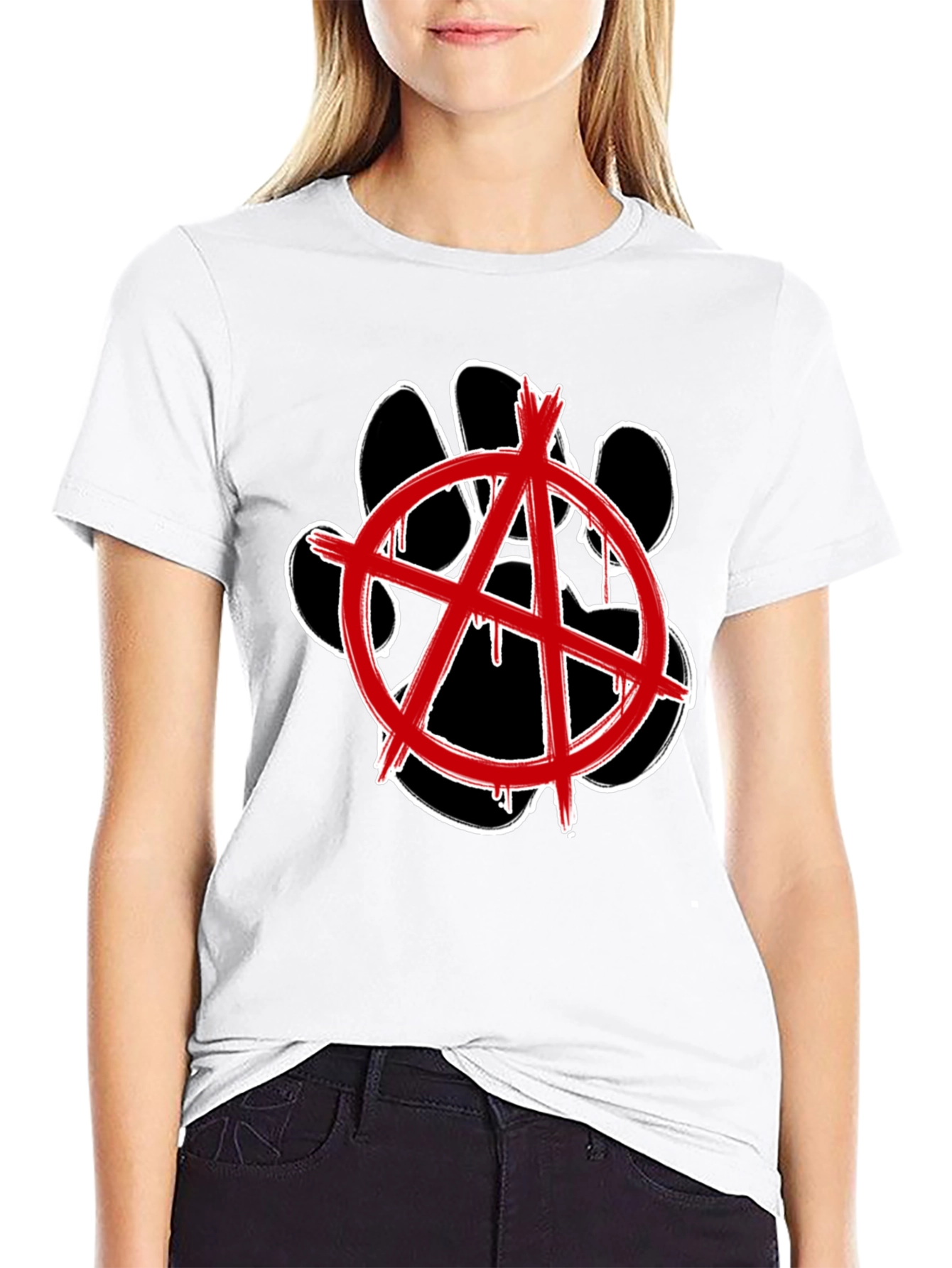 Anarchy Dog Paw Print Graphic Tee