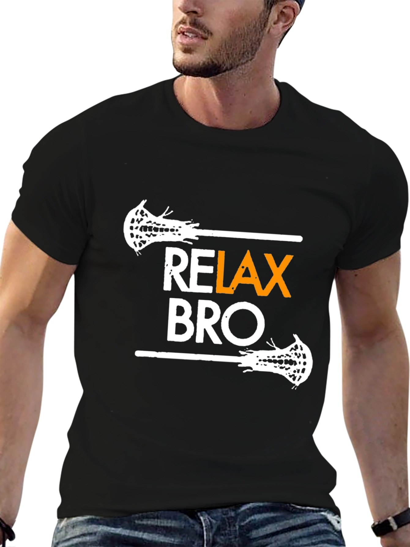 Relax Bro Lacrosse Graphic Tee - Black T-Shirt
