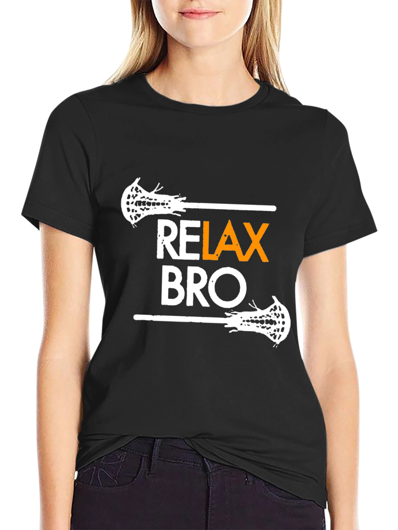 Relax Bro Lacrosse Graphic Tee - Black T-Shirt