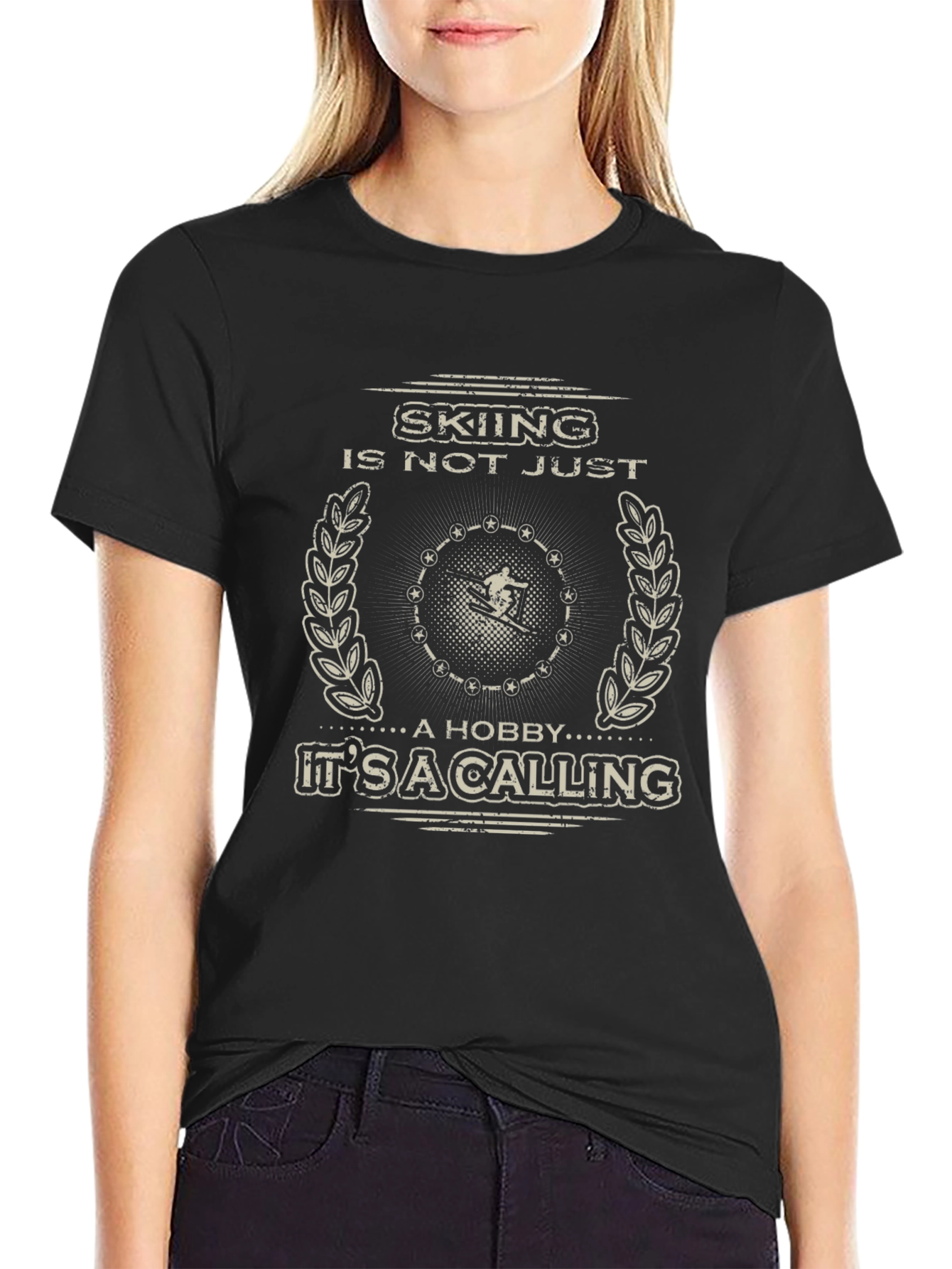 Skiing is Not Just a Hobby Mens Black T-Shirt
