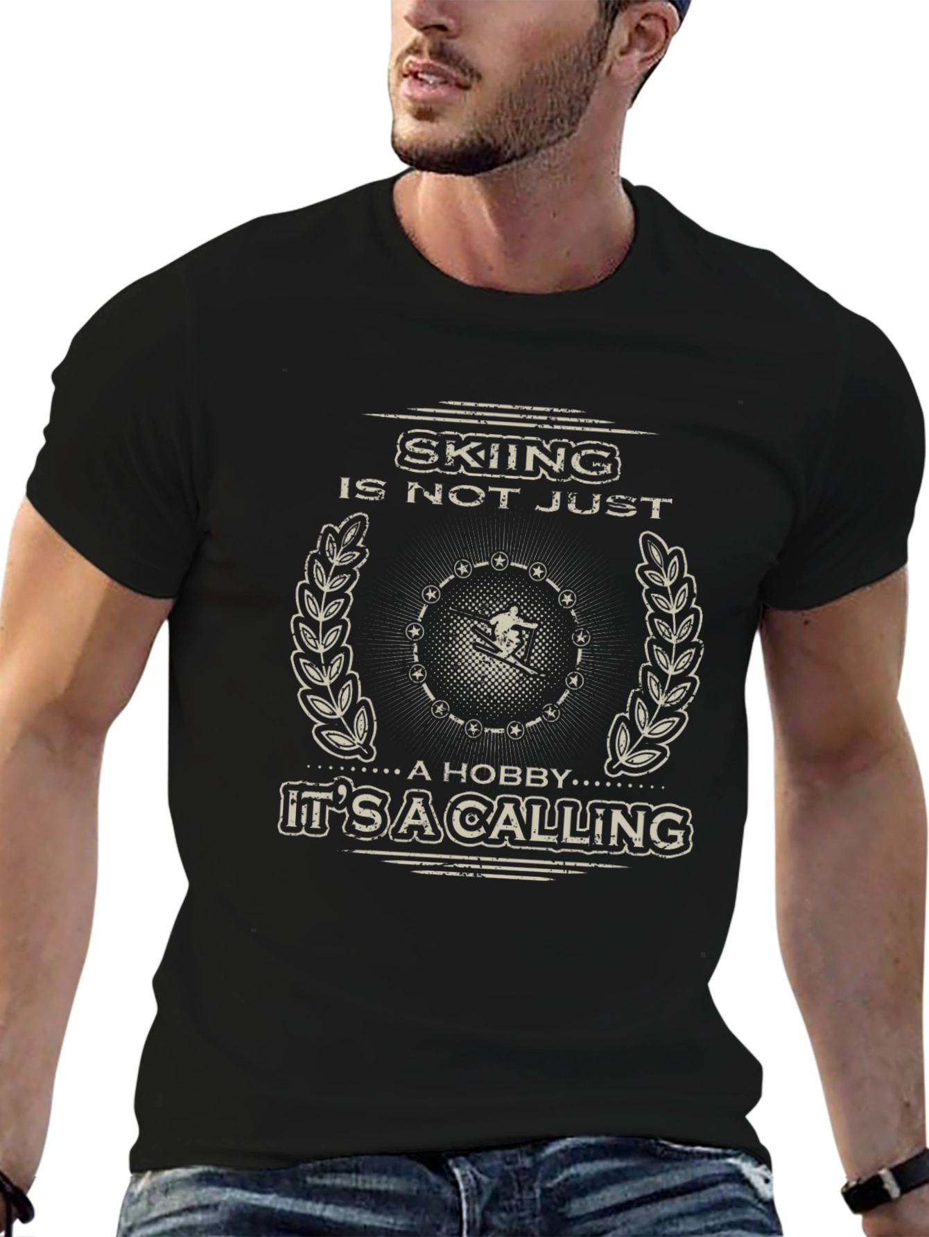 Skiing is Not Just a Hobby Mens Black T-Shirt