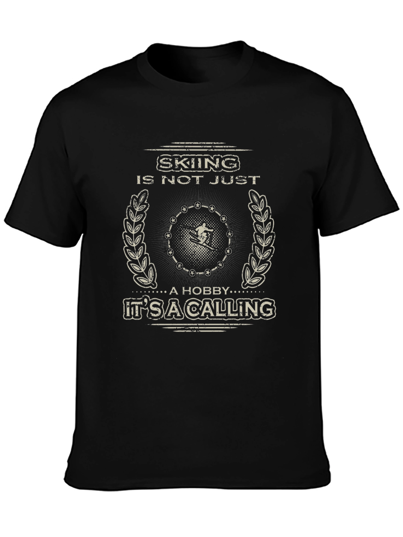 Skiing is Not Just a Hobby Mens Black T-Shirt