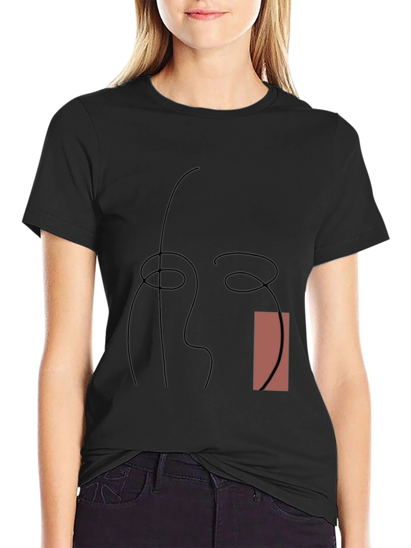 Abstract Line Art Graphic Tee - Modern Style