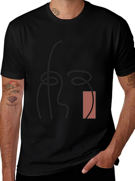 Abstract Line Art Graphic Tee - Modern Style