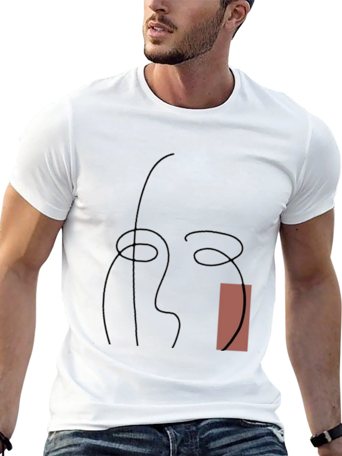 Abstract Line Art Graphic Tee - Modern Style