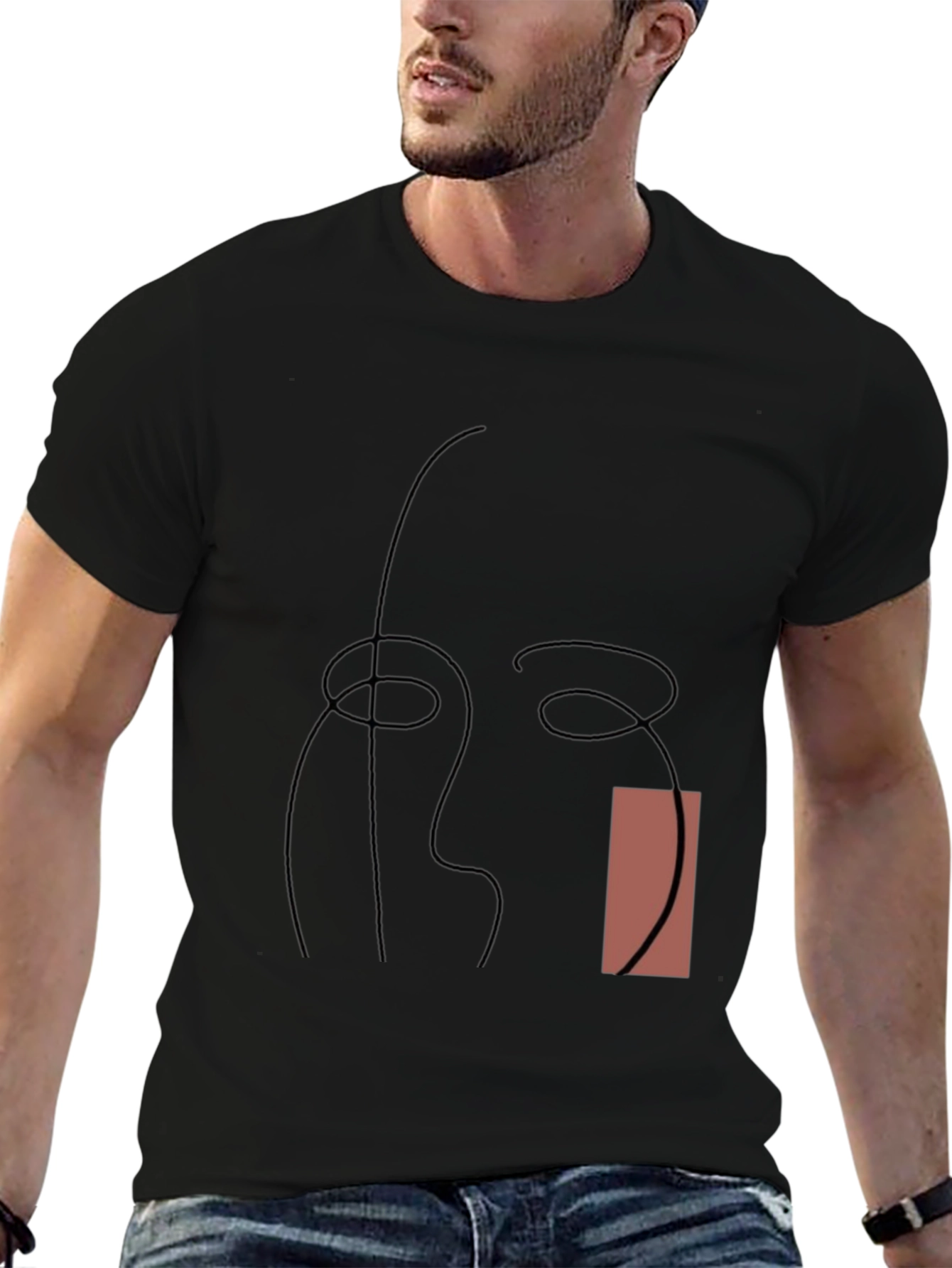 Abstract Line Art Graphic Tee - Modern Style