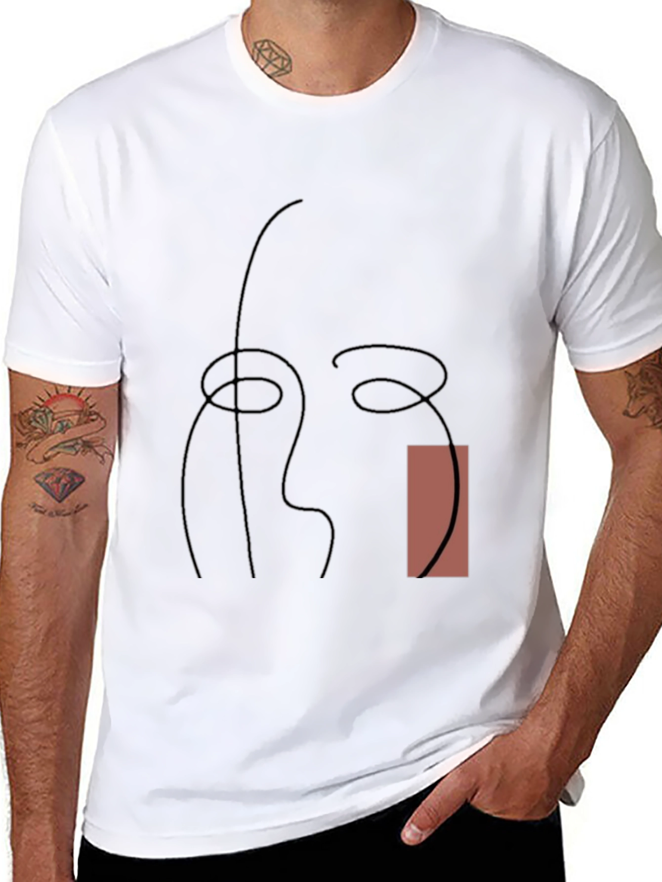 Abstract Line Art Graphic Tee - Modern Style