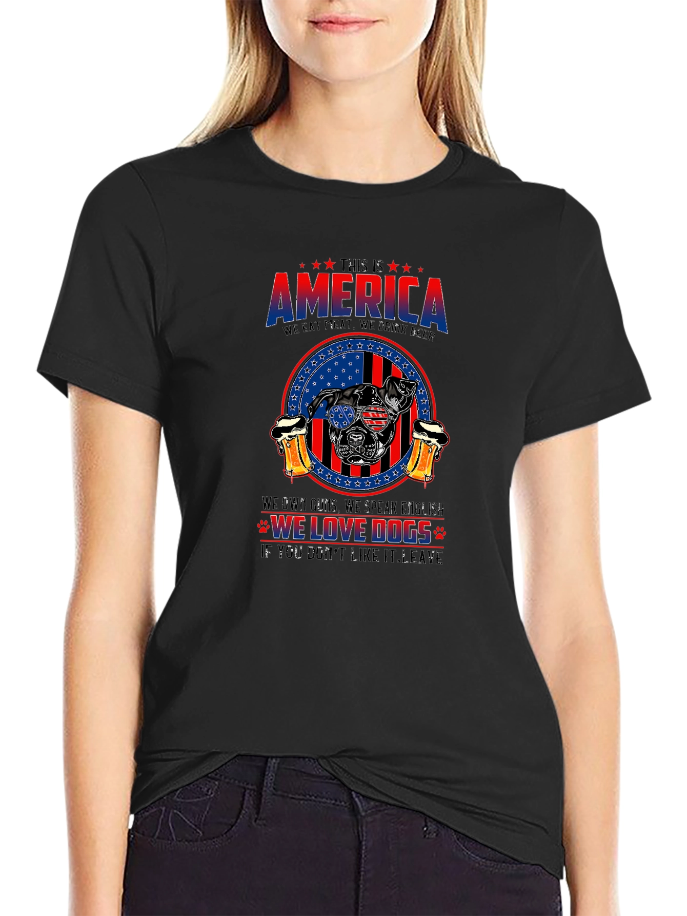 America Dog Lover T-Shirt - Patriotic Design