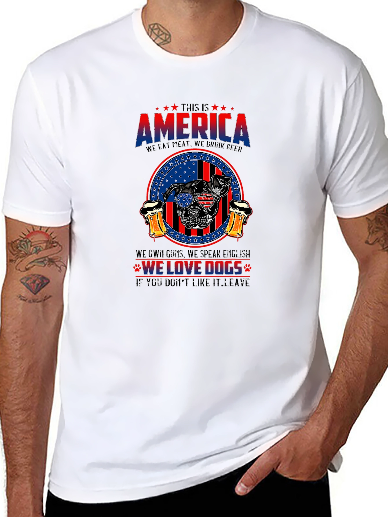America Dog Lover T-Shirt - Patriotic Design