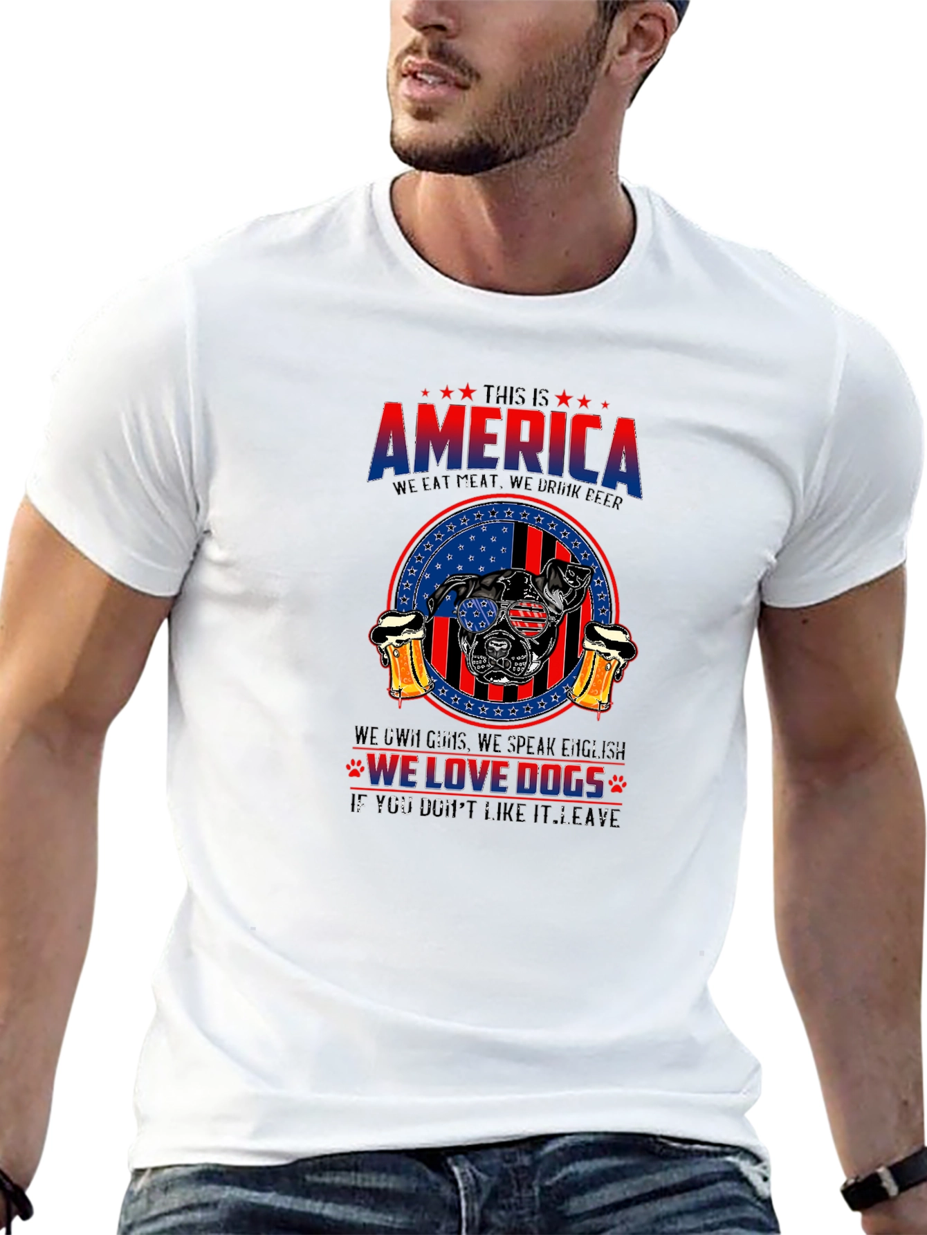 America Dog Lover T-Shirt - Patriotic Design