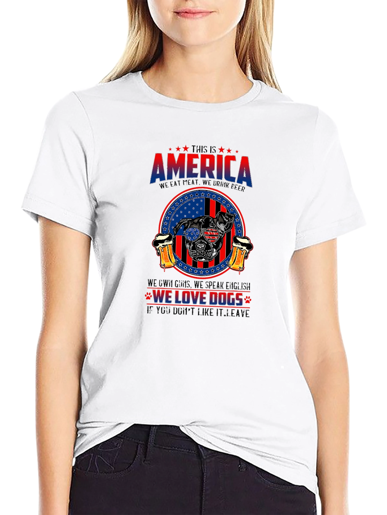 America Dog Lover T-Shirt - Patriotic Design