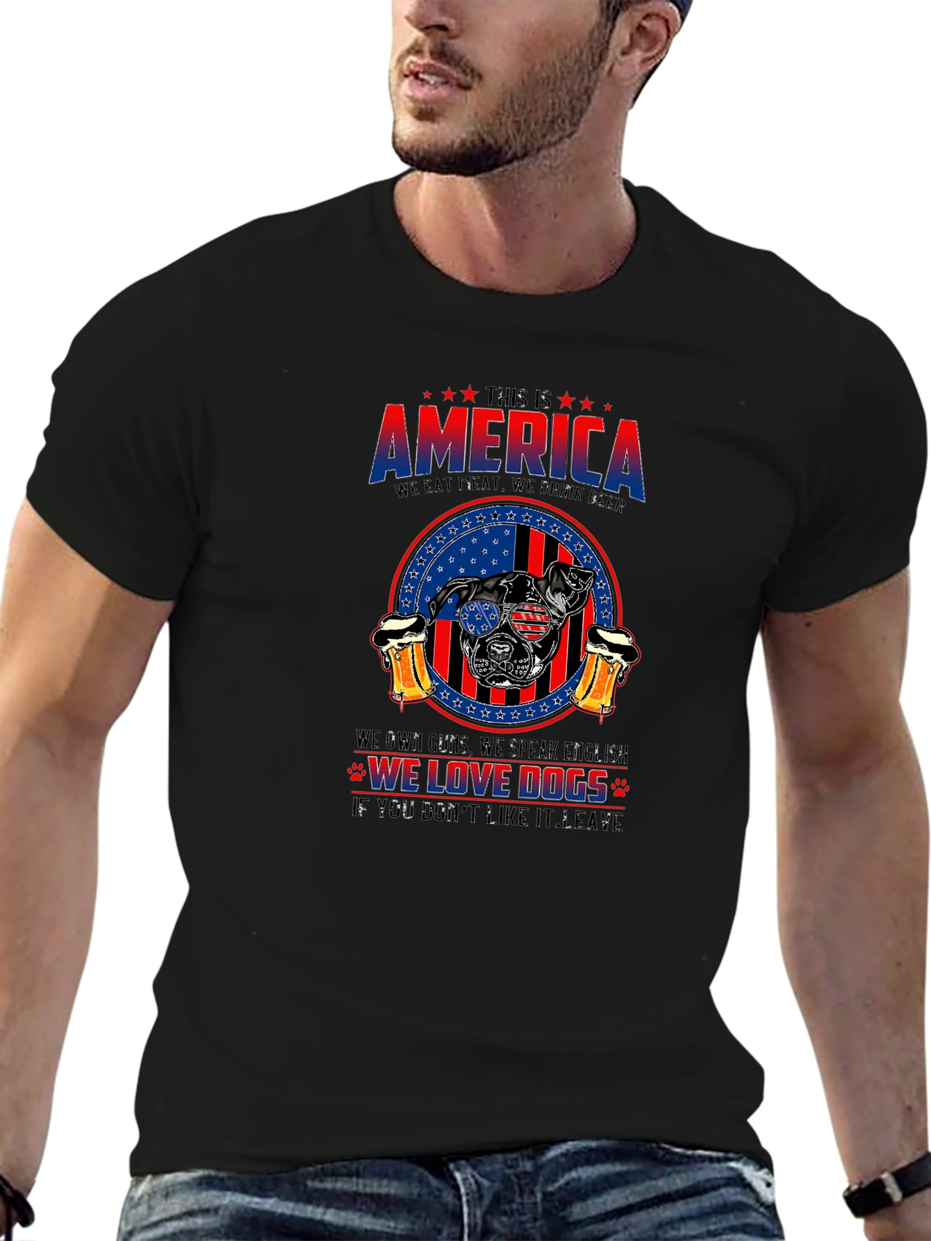 America Dog Lover T-Shirt - Patriotic Design