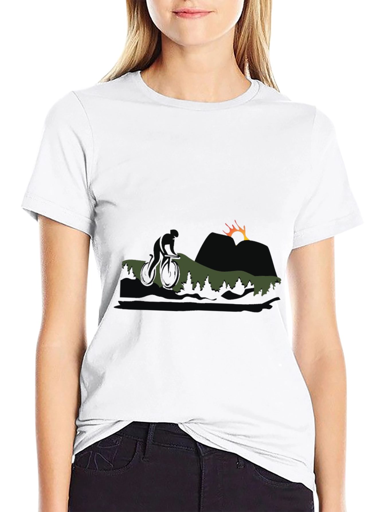 Mountain Biking Silhouette Graphic Tee