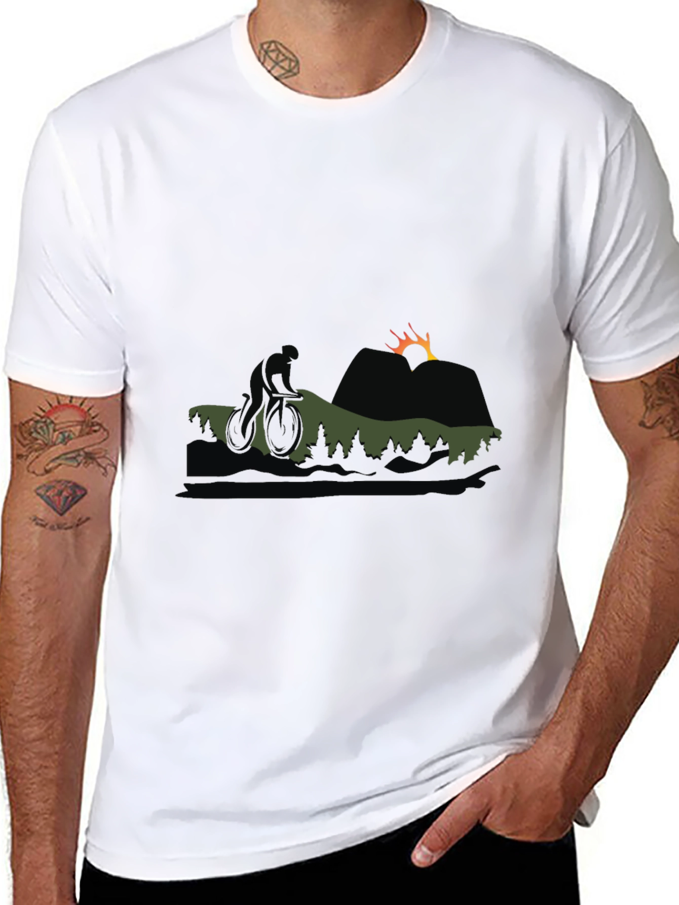 Mountain Biking Silhouette Graphic Tee